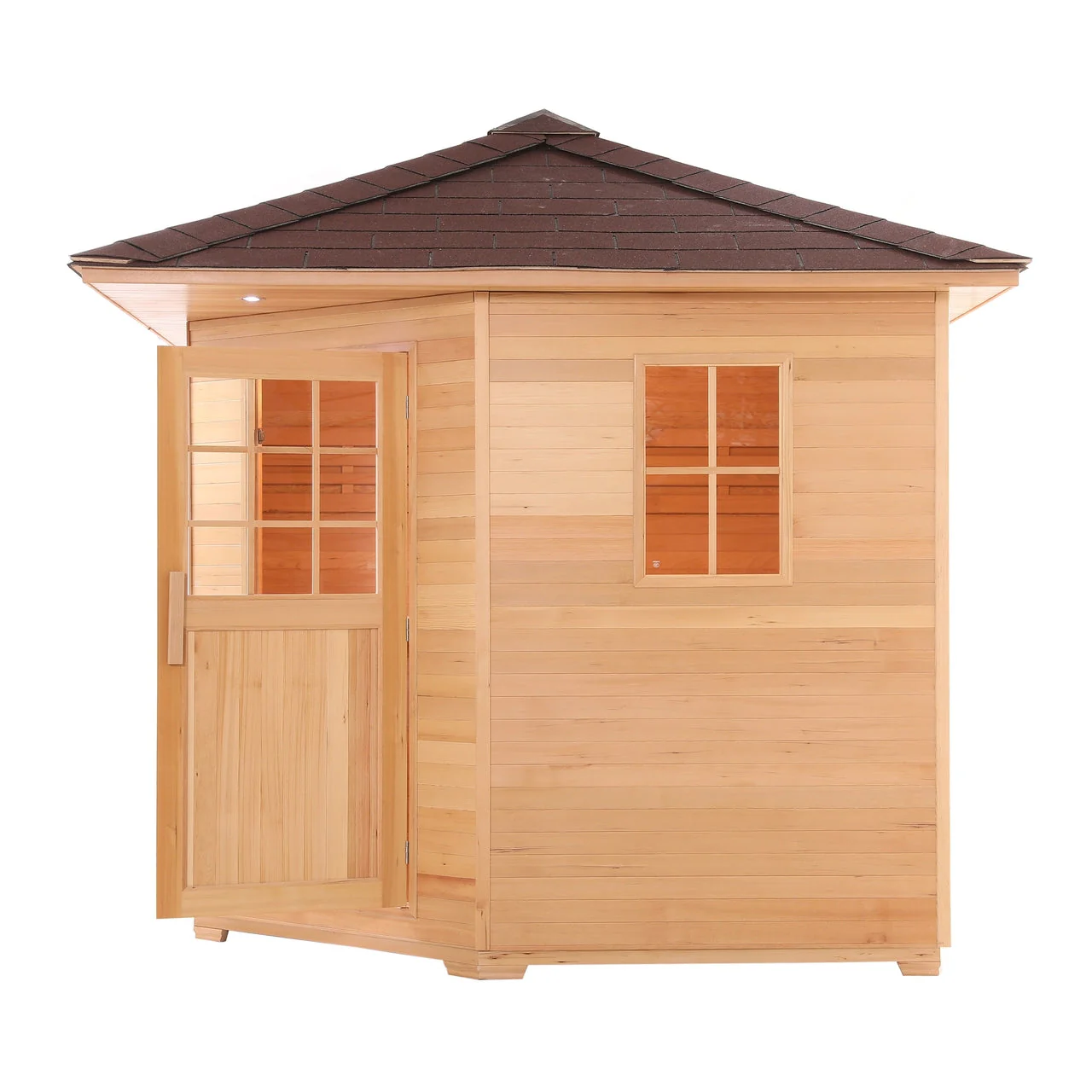 Aleko Canadian Hemlock Wet Dry Outdoor Sauna with Asphalt Roof - 6 kW ETL Certified Heater - 5 Person - Image 4