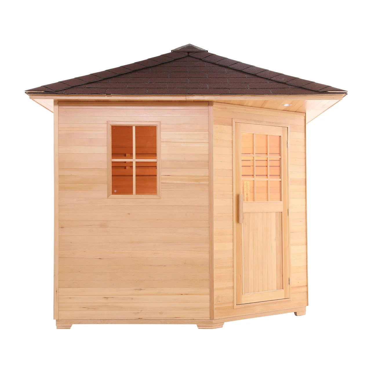 Aleko Canadian Hemlock Wet Dry Outdoor Sauna with Asphalt Roof - 6 kW ETL Certified Heater - 5 Person - Image 5