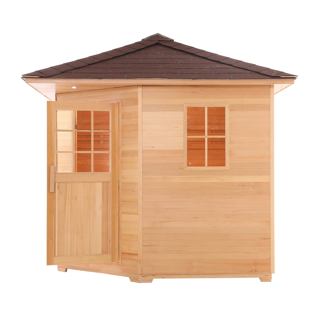 Aleko Canadian Hemlock Wet Dry Outdoor Sauna with Asphalt Roof - 9 kW ETL Certified Heater - 8 Person - Image 3