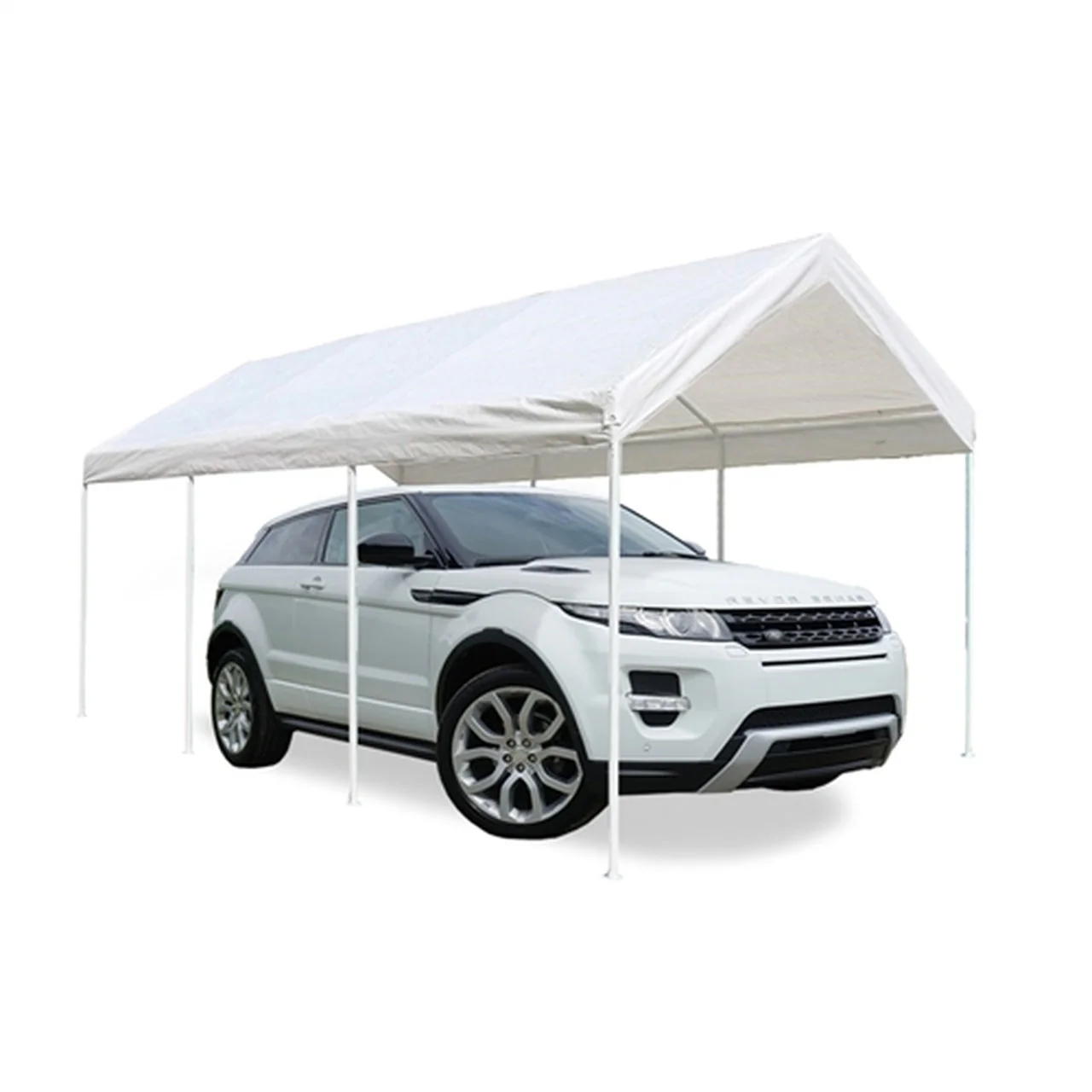 Aleko Carports Heavy Duty Polyethylene Carport with Steel Frame - 10 x 20 Ft - White - Image 2