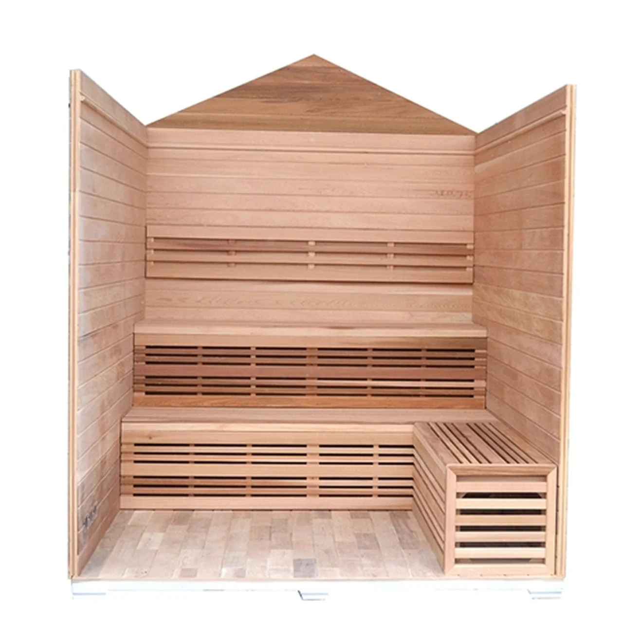Aleko CED6PORI Outdoor Canadian Red Cedar Wet Dry Sauna - 6 Person - 6 kW ETL Electrical Heater - Stone Finish - Image 3