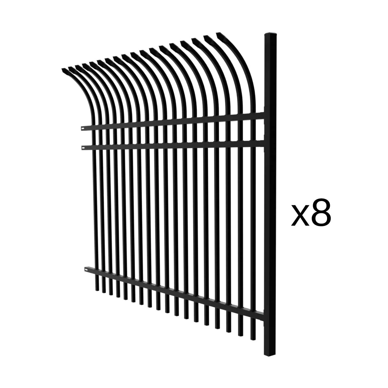 Aleko Commercial Grade 8-Panel Steel Fence Kit – Athens – 8x6 ft. Each - SET2X4fence6x8CT-AP