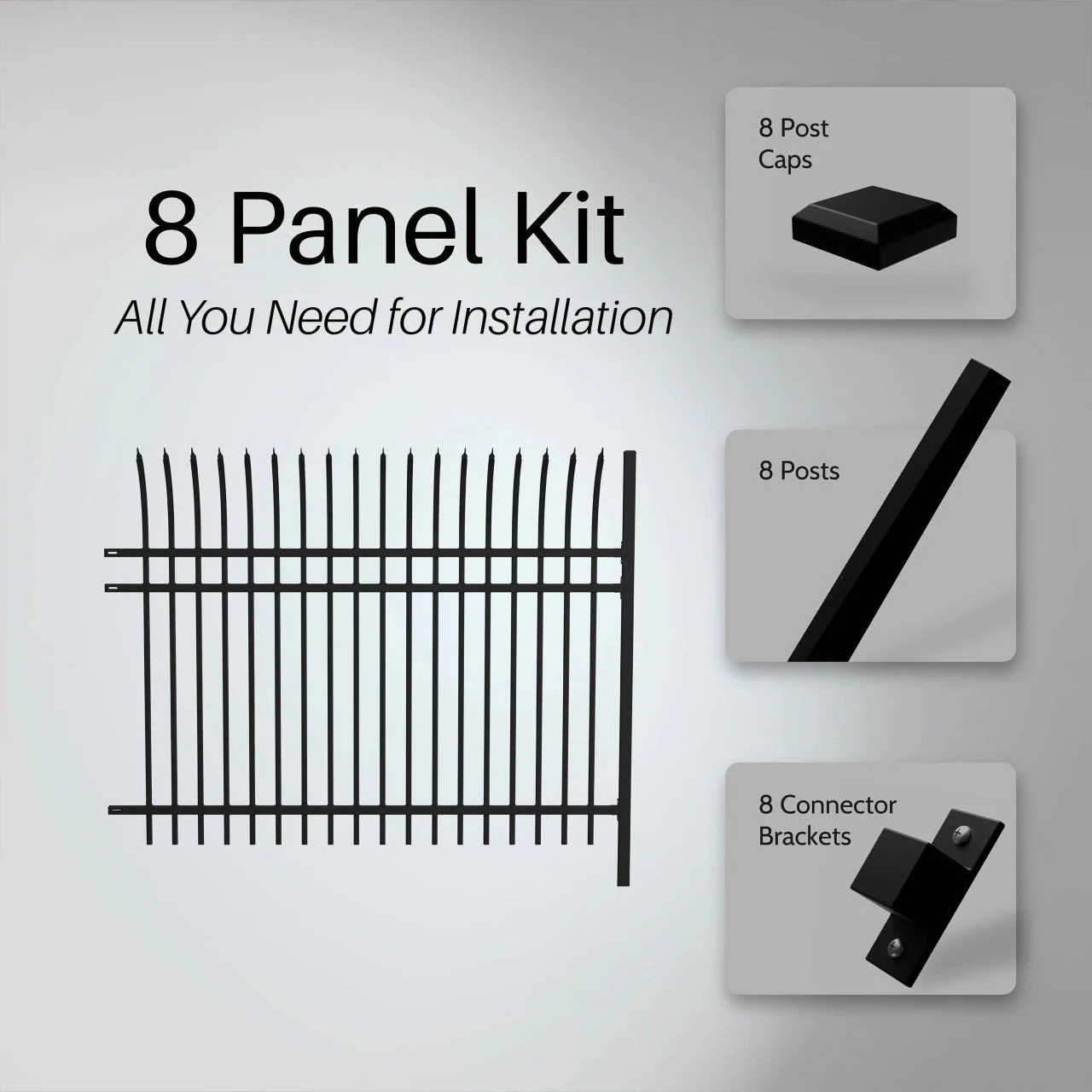 Aleko Commercial Grade 8-Panel Steel Fence Kit – Athens – 8x6 ft. Each - SET2X4fence6x8CT-AP - Image 5