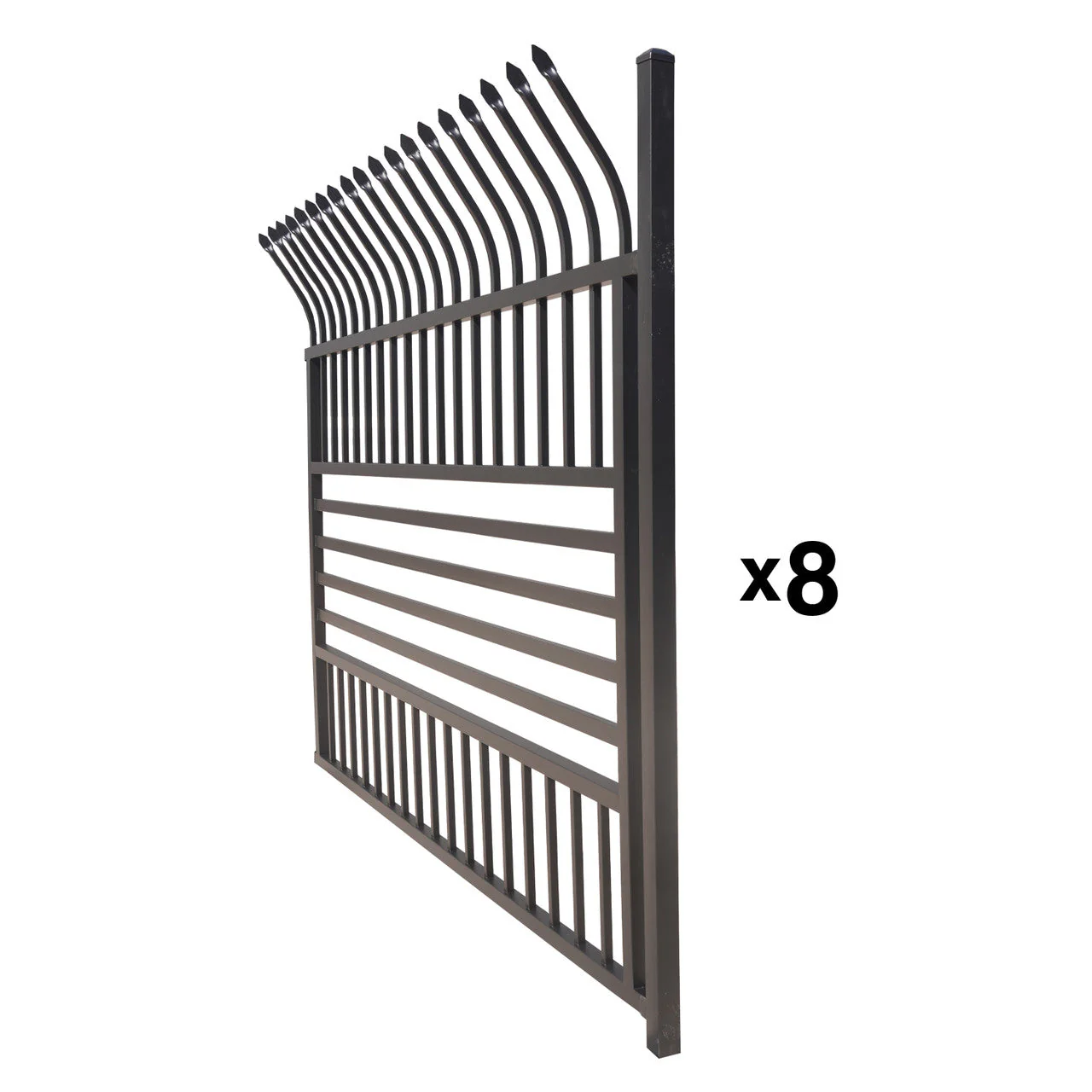 Aleko Commercial Grade 8-Panel Steel Fence Kit – Berlin – 8x6 ft. Each - SET2X4FENCE6x8CTM2-AP