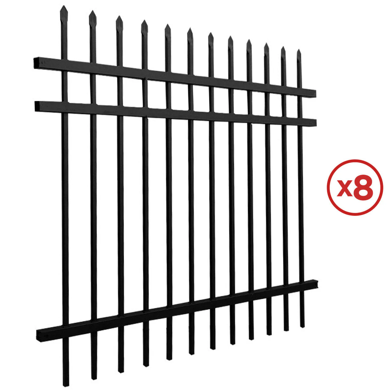 Aleko Commercial Grade 8-Panel Steel Fence Kit – Brussels – 8x6 ft. Each - SET2X4Fence6x8ST-AP
