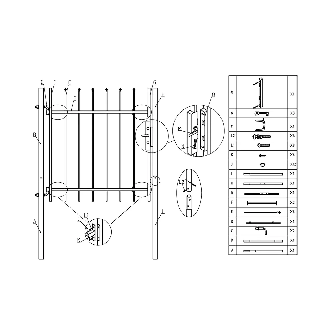 Aleko DIY Steel Pedestrian Gate Kit - ATHENS Style - 3 x 5 Feet - Image 8