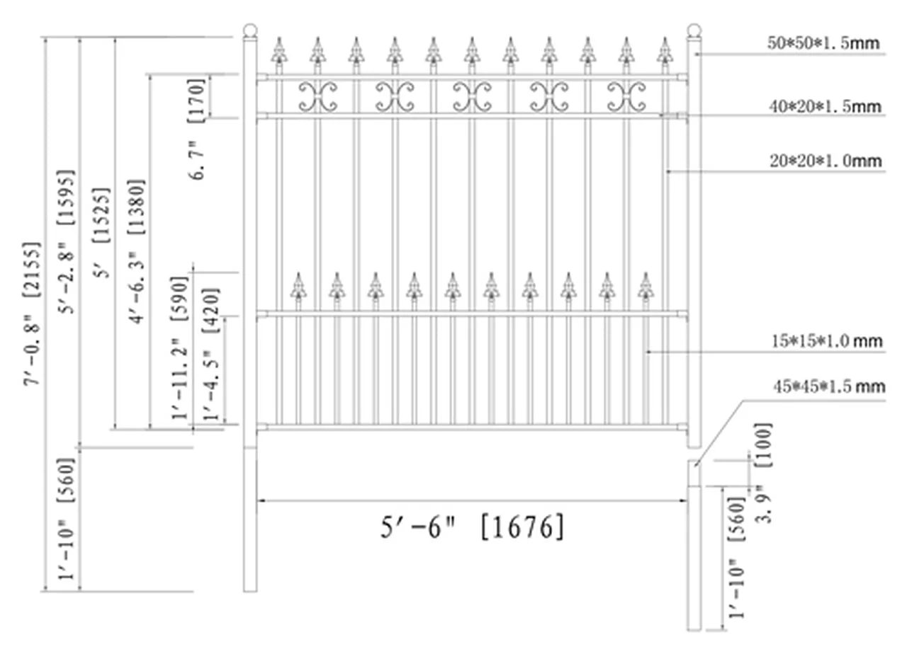 Aleko DIY Wrought Iron Ornamental Fence - Venice Style - 5.5 x 5 Foot - Image 2