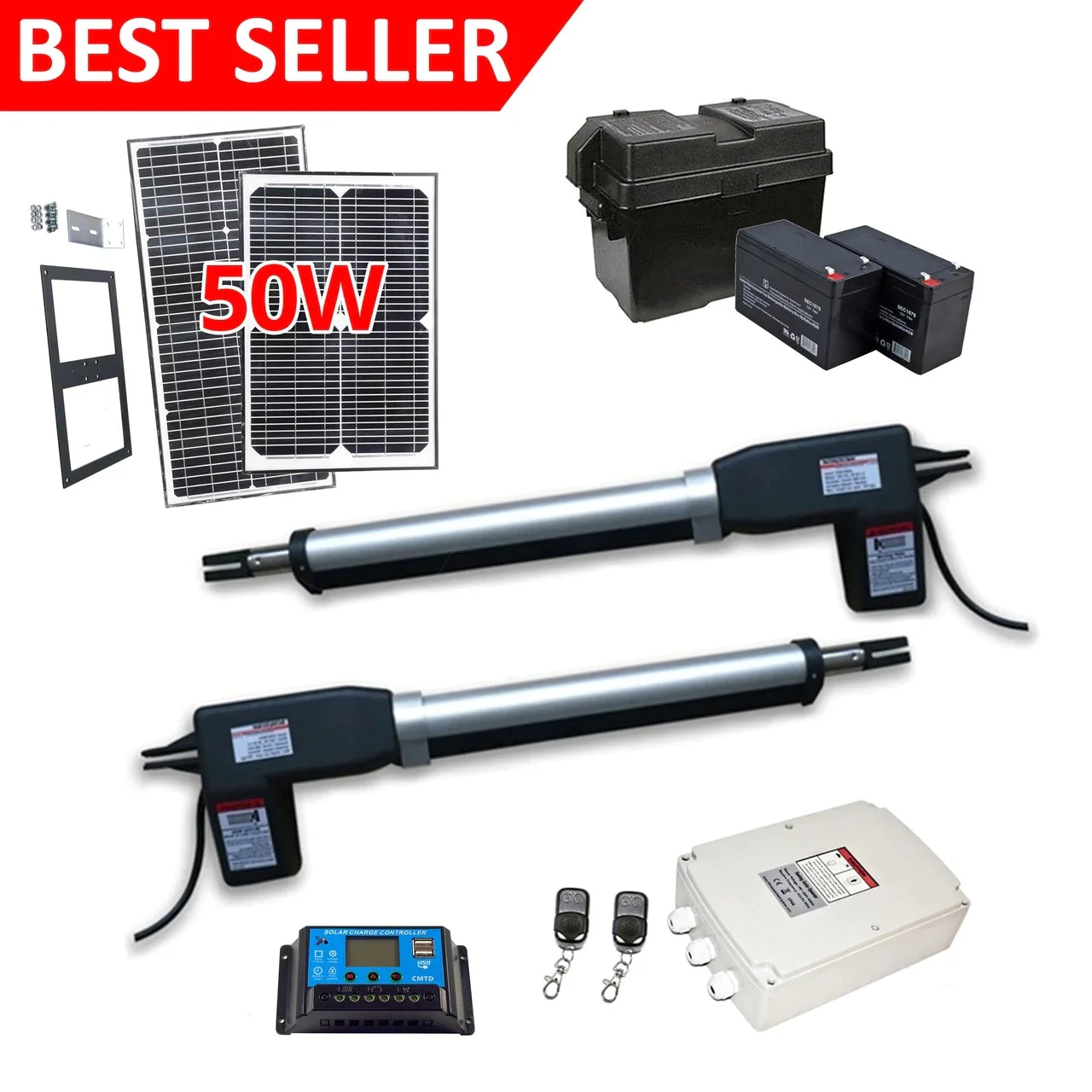 Aleko Dual Swing Gate Operator - AS1200 AC/DC - Solar Kit 50W