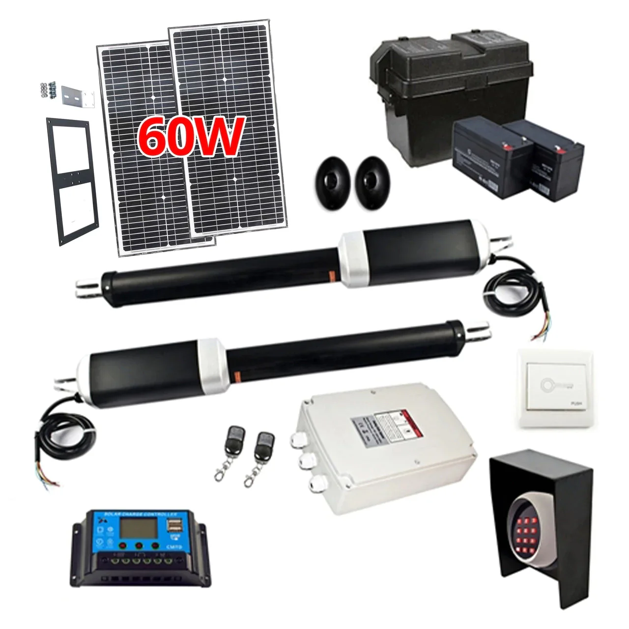Aleko Dual Swing Gate Operator - GG1700/AS1700 AC/DC - Solar Kit 60W