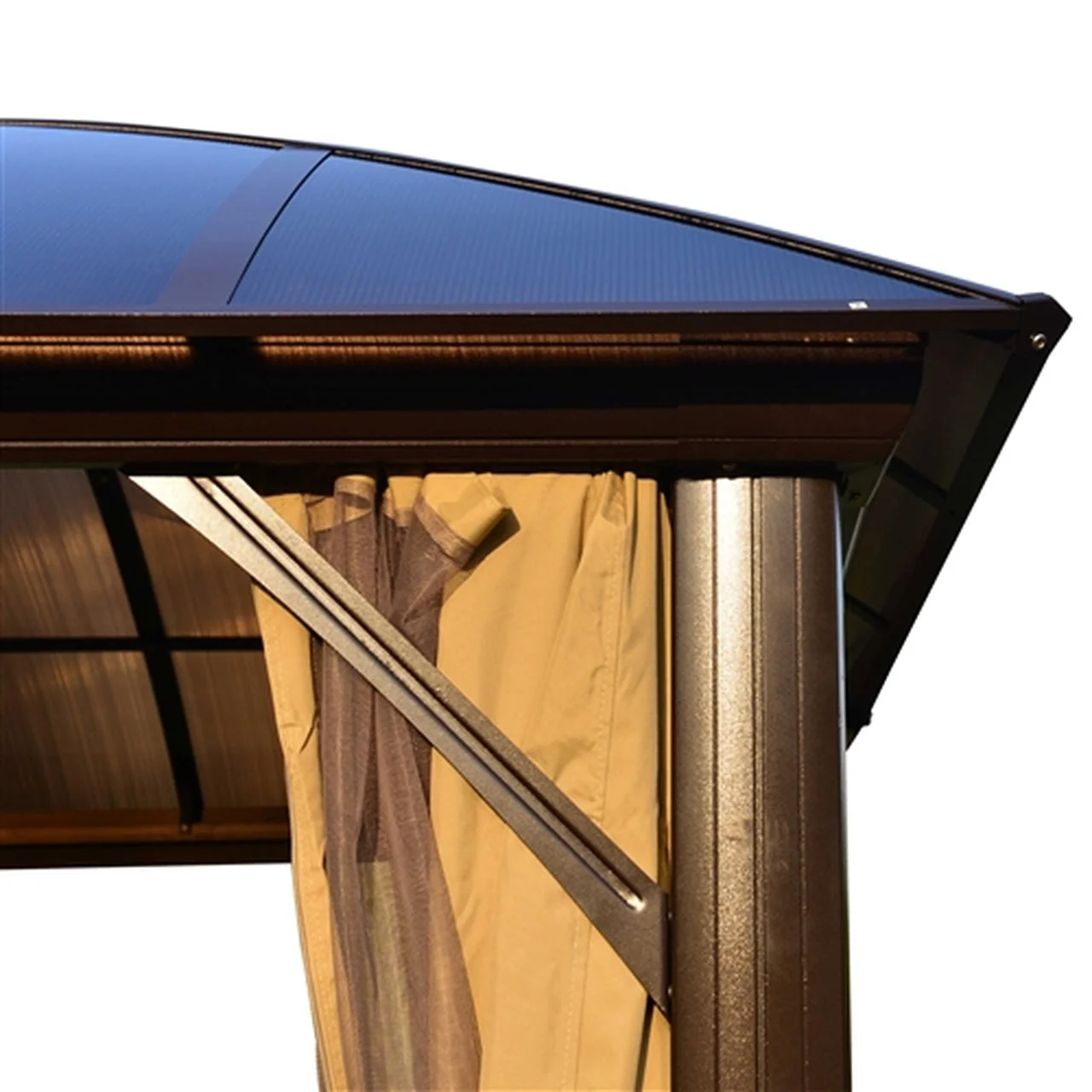 Aleko Gazebos Hardtop Gazebo with Removable Mesh Walls and Curtains - 12 x 12 Feet - Brown - Image 3