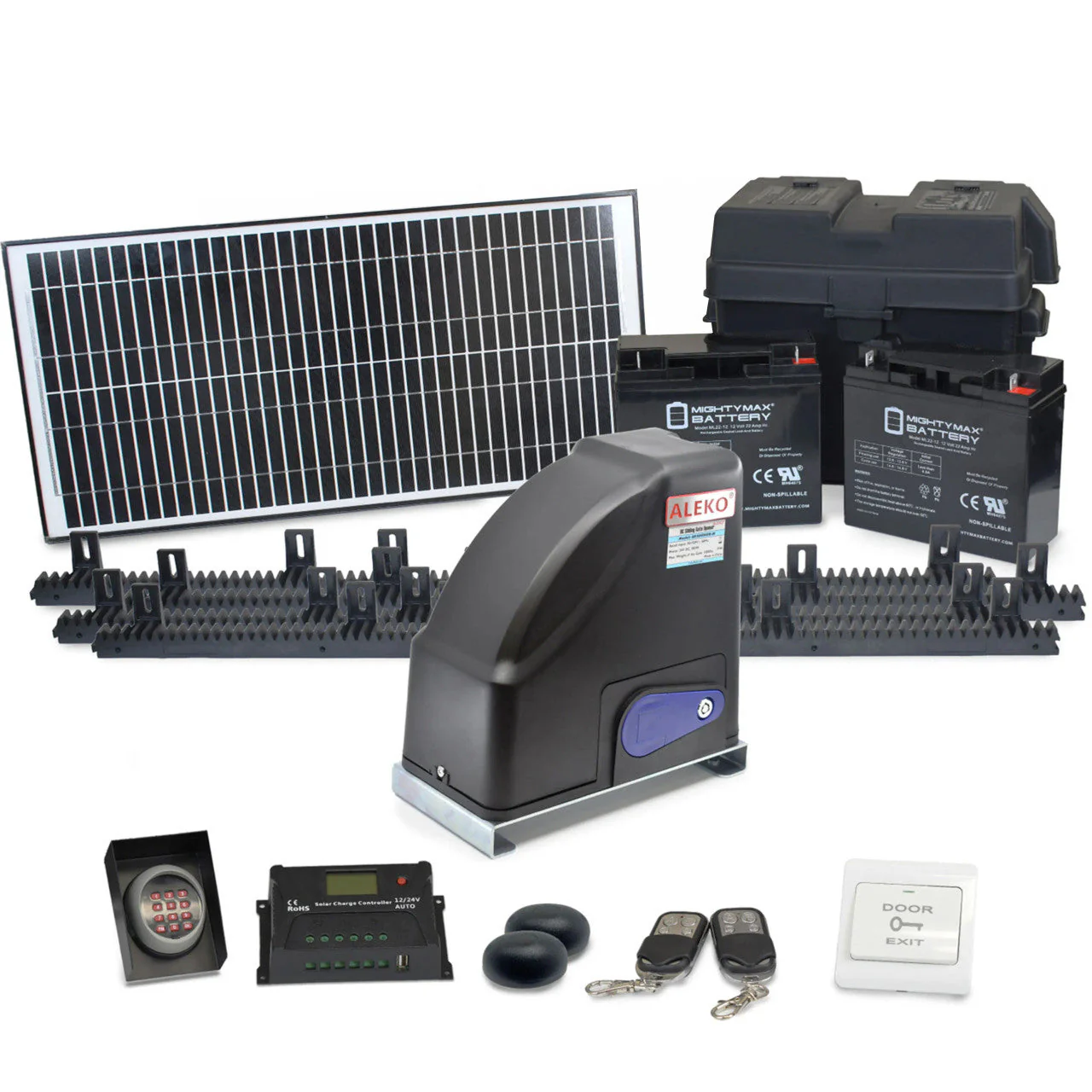 Aleko Gear-Driven Sliding Gate Opener – AR500 Solar Kit 30W - AR500FULL-AP