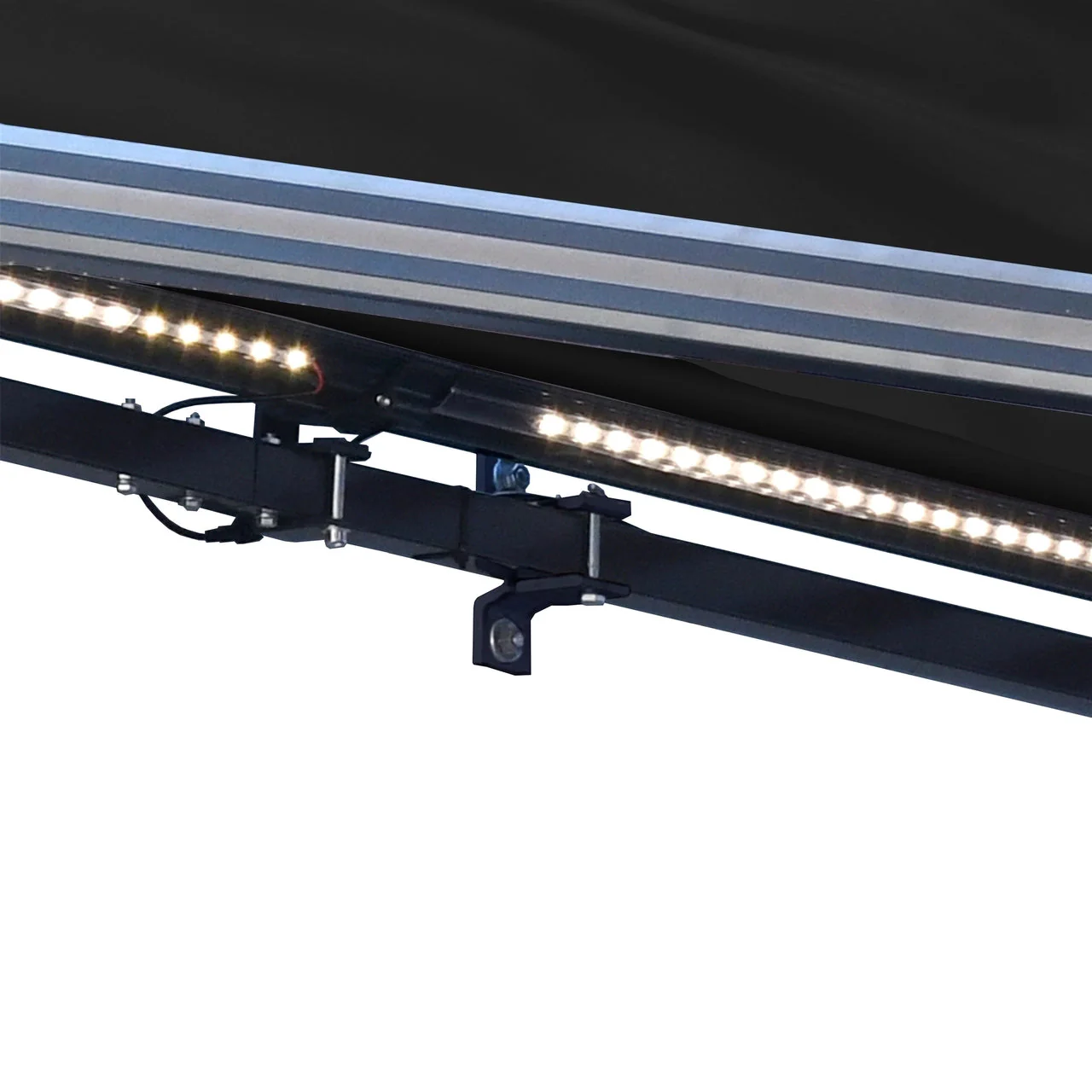 Aleko Half Cassette Motorized Retractable LED Luxury Patio Awning - 10 x 8 Feet - Black - Image 5