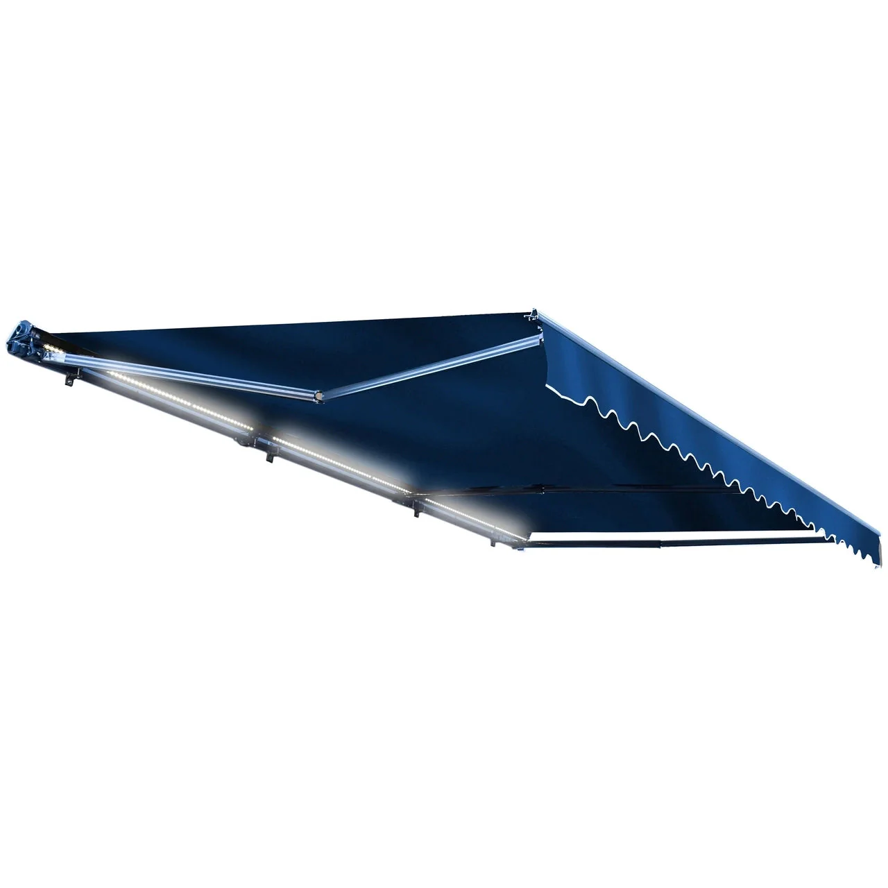 Aleko Half Cassette Motorized Retractable LED Luxury Patio Awning - 10 x 8 Feet - Blue - Image 2