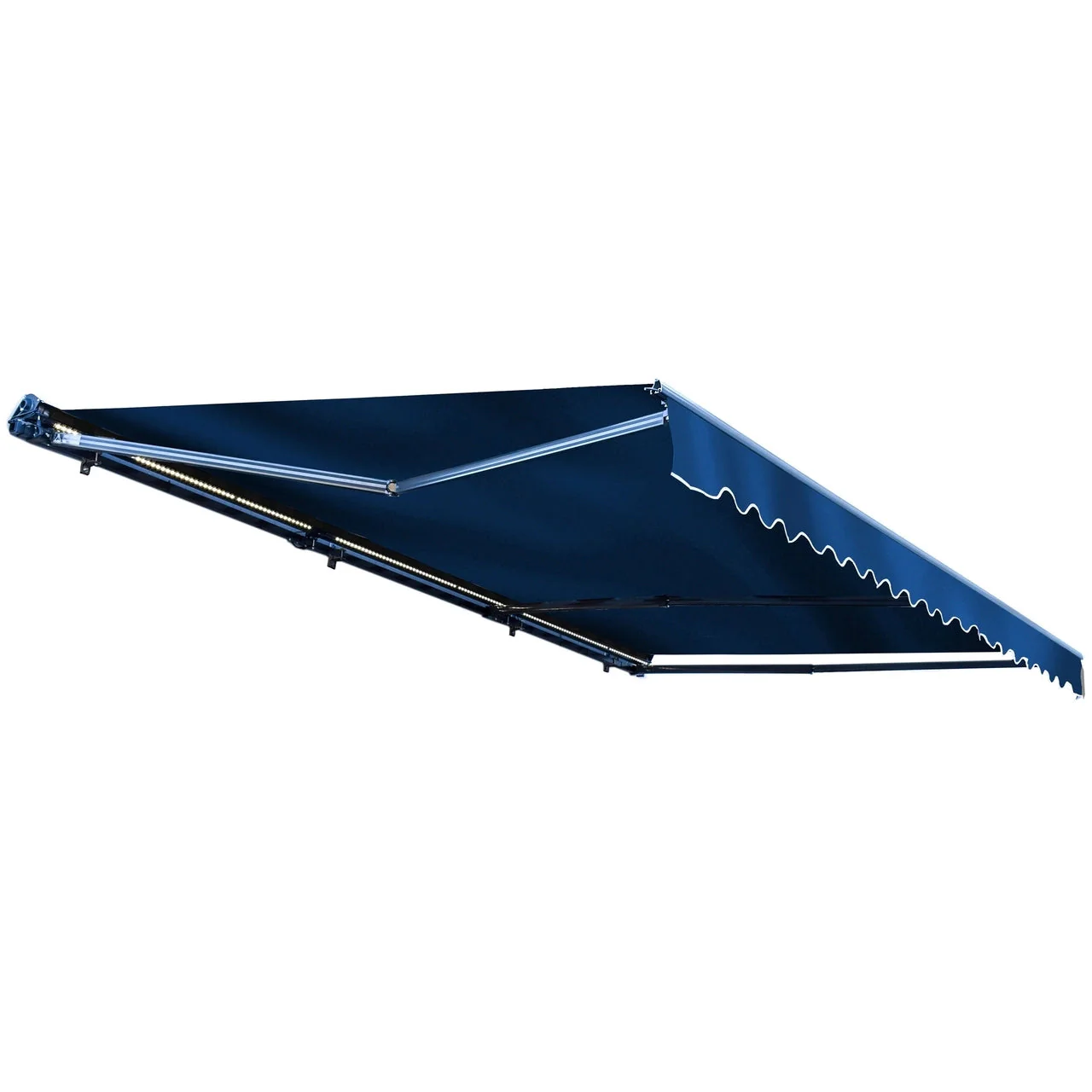 Aleko Half Cassette Motorized Retractable LED Luxury Patio Awning - 10 x 8 Feet - Blue - Image 3