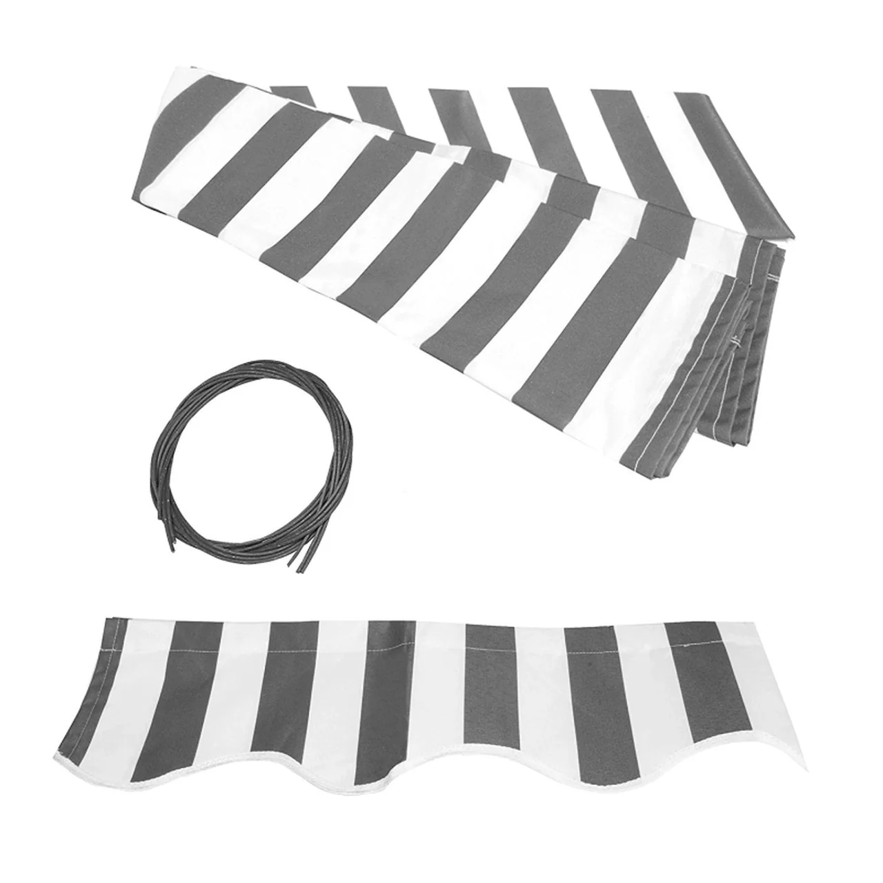 Aleko Half Cassette Motorized Retractable LED Luxury Patio Awning - 10 x 8 Feet - Gray and White Stripes - Image 6