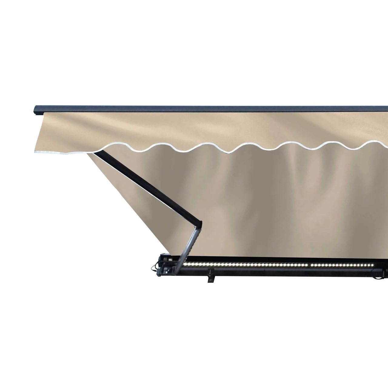 Aleko Half Cassette Motorized Retractable LED Luxury Patio Awning - 10 x 8 Feet - Ivory - Image 4