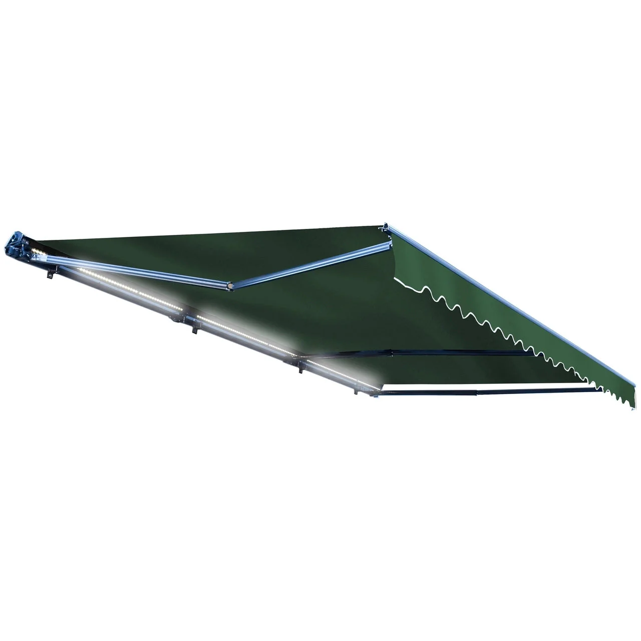 Aleko Half Cassette Motorized Retractable LED Luxury Patio Awning - 12 x 10 Feet - Green - Image 2