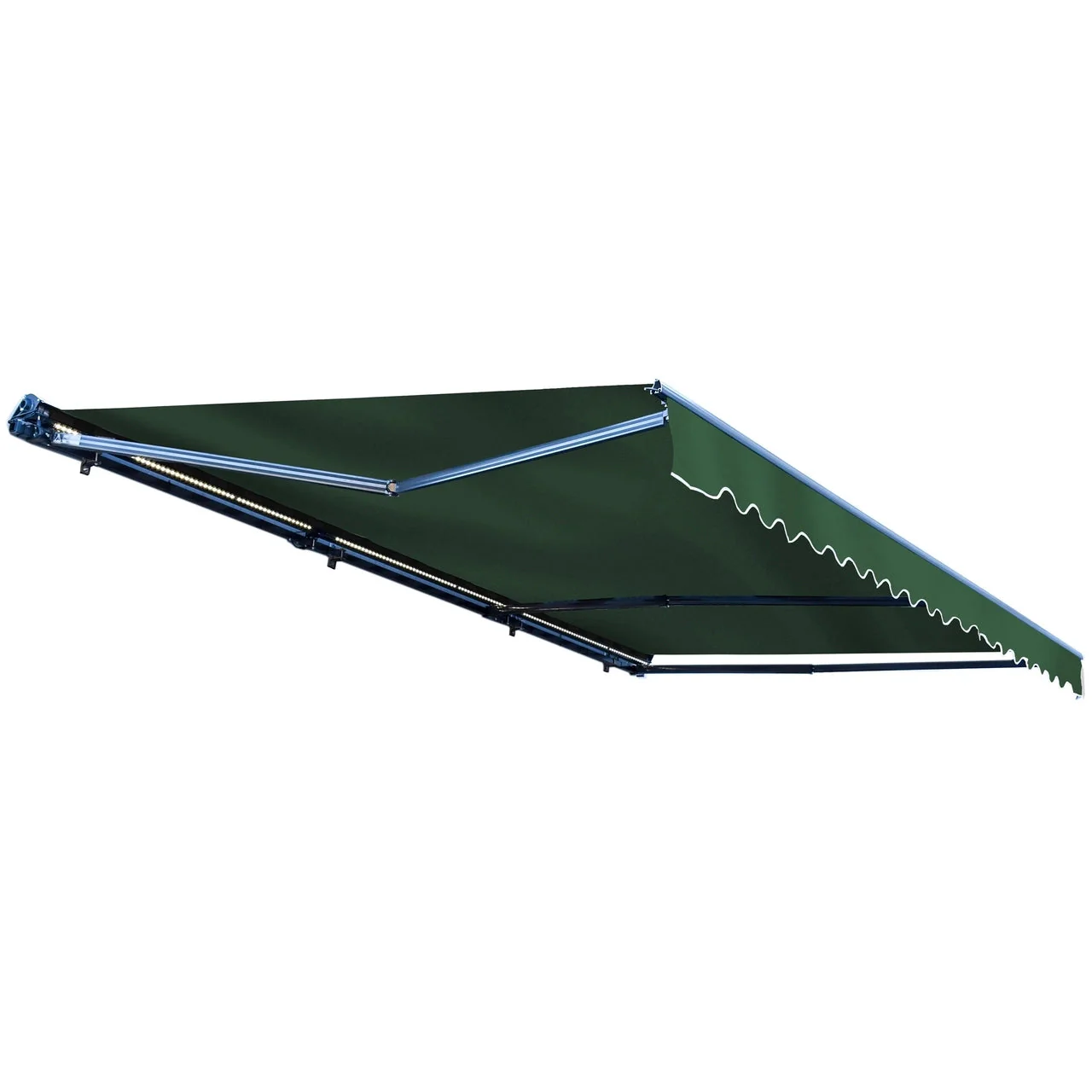 Aleko Half Cassette Motorized Retractable LED Luxury Patio Awning - 12 x 10 Feet - Green - Image 3