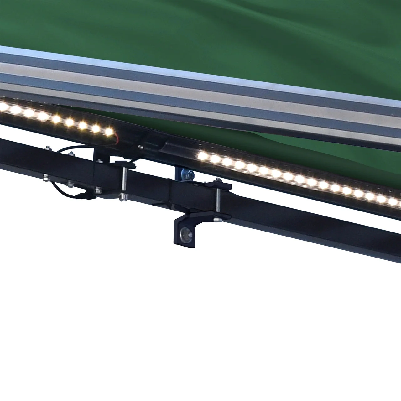 Aleko Half Cassette Motorized Retractable LED Luxury Patio Awning - 12 x 10 Feet - Green - Image 5