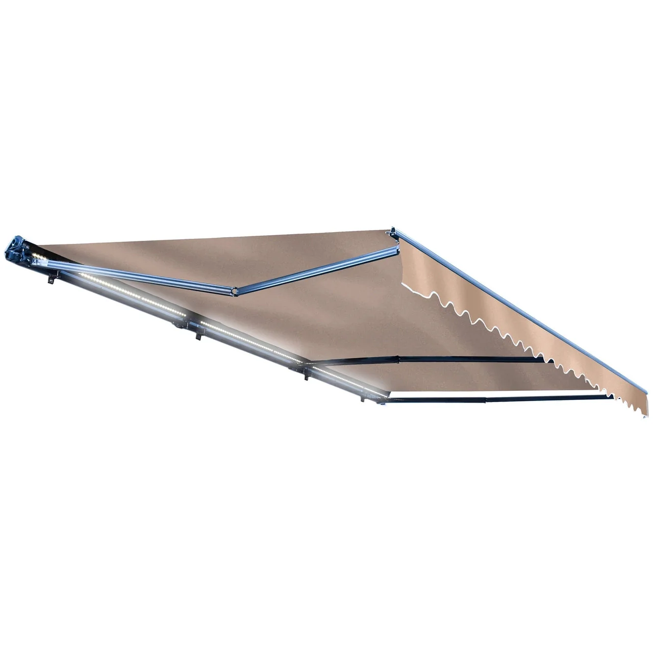 Aleko Half Cassette Motorized Retractable LED Luxury Patio Awning - 12 x 10 Feet - Sand - Image 2