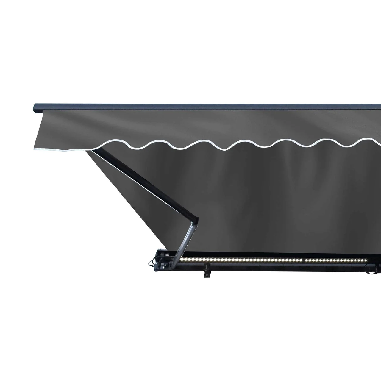 Aleko Half Cassette Motorized Retractable LED Luxury Patio Awning - 13 x 10 Feet - Gray - Image 4