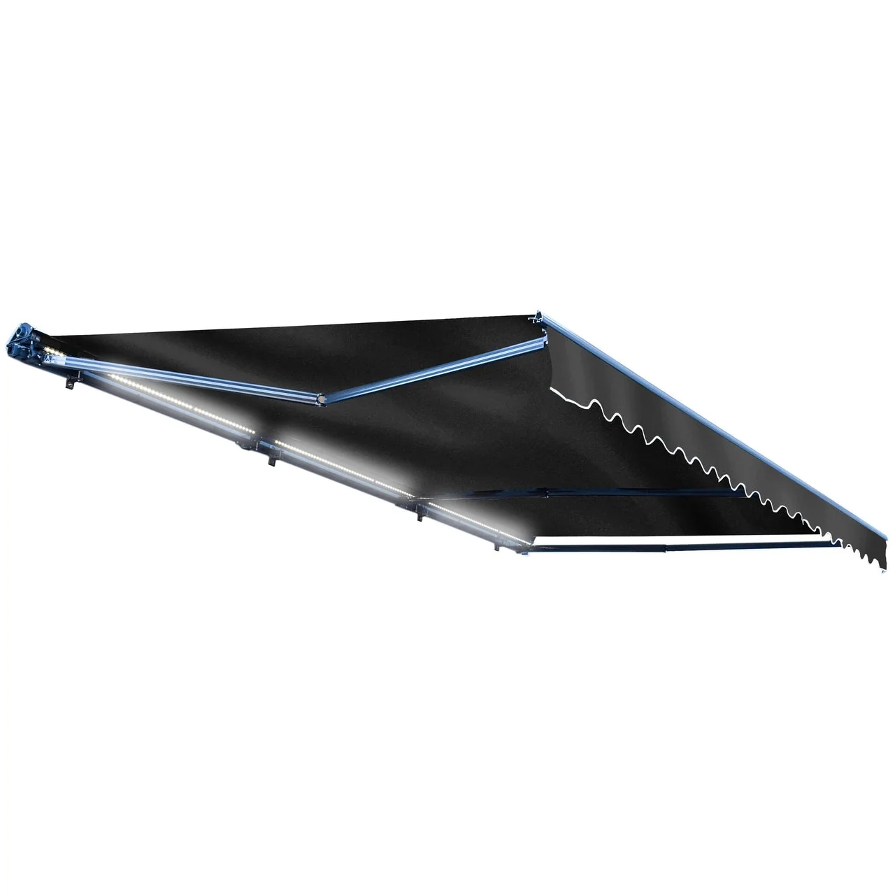 Aleko Half Cassette Motorized Retractable LED Luxury Patio Awning - 16 x 10 Feet - Black - Image 2