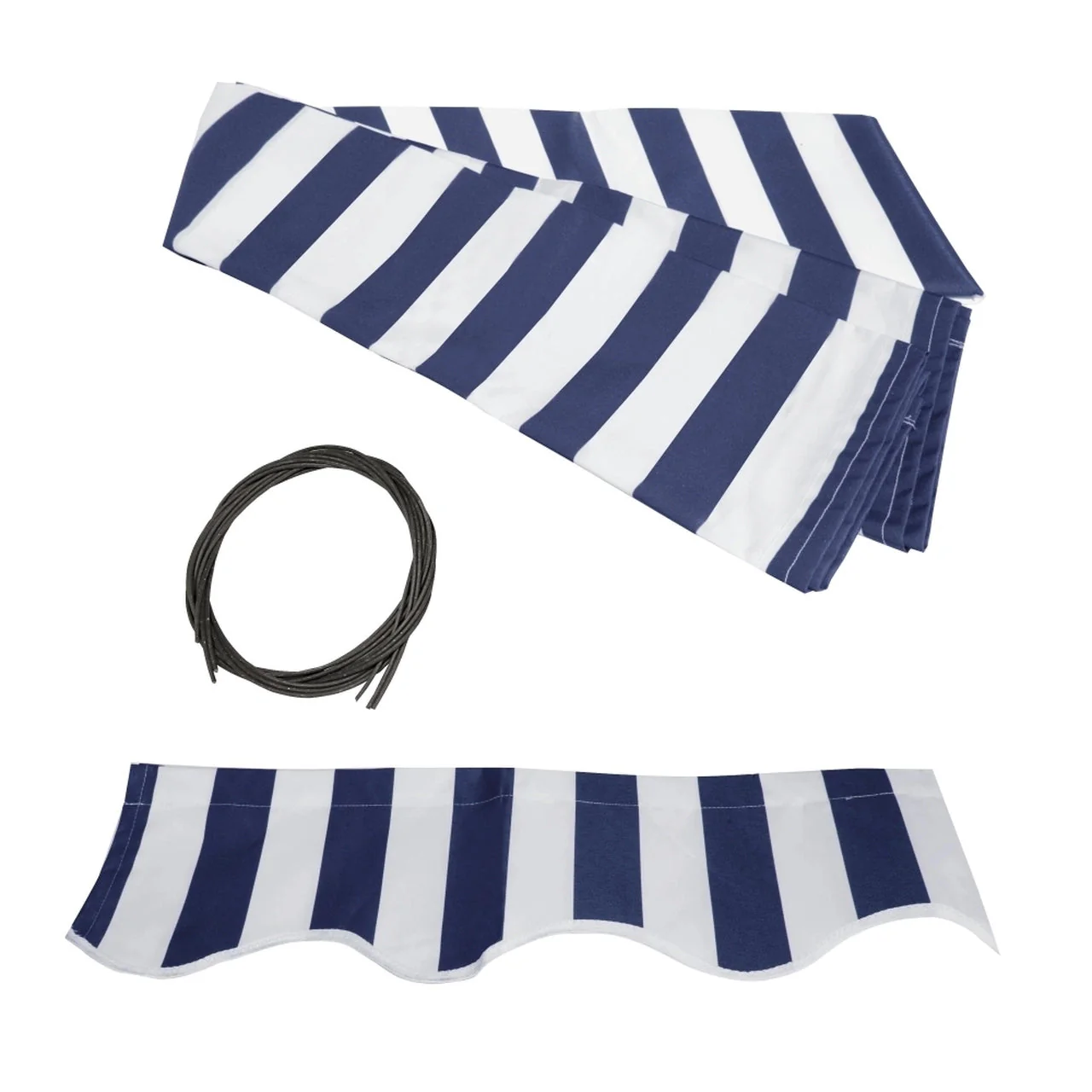 Aleko Half Cassette Motorized Retractable LED Luxury Patio Awning - 16 x 10 Feet - Blue and White Stripes - Image 5