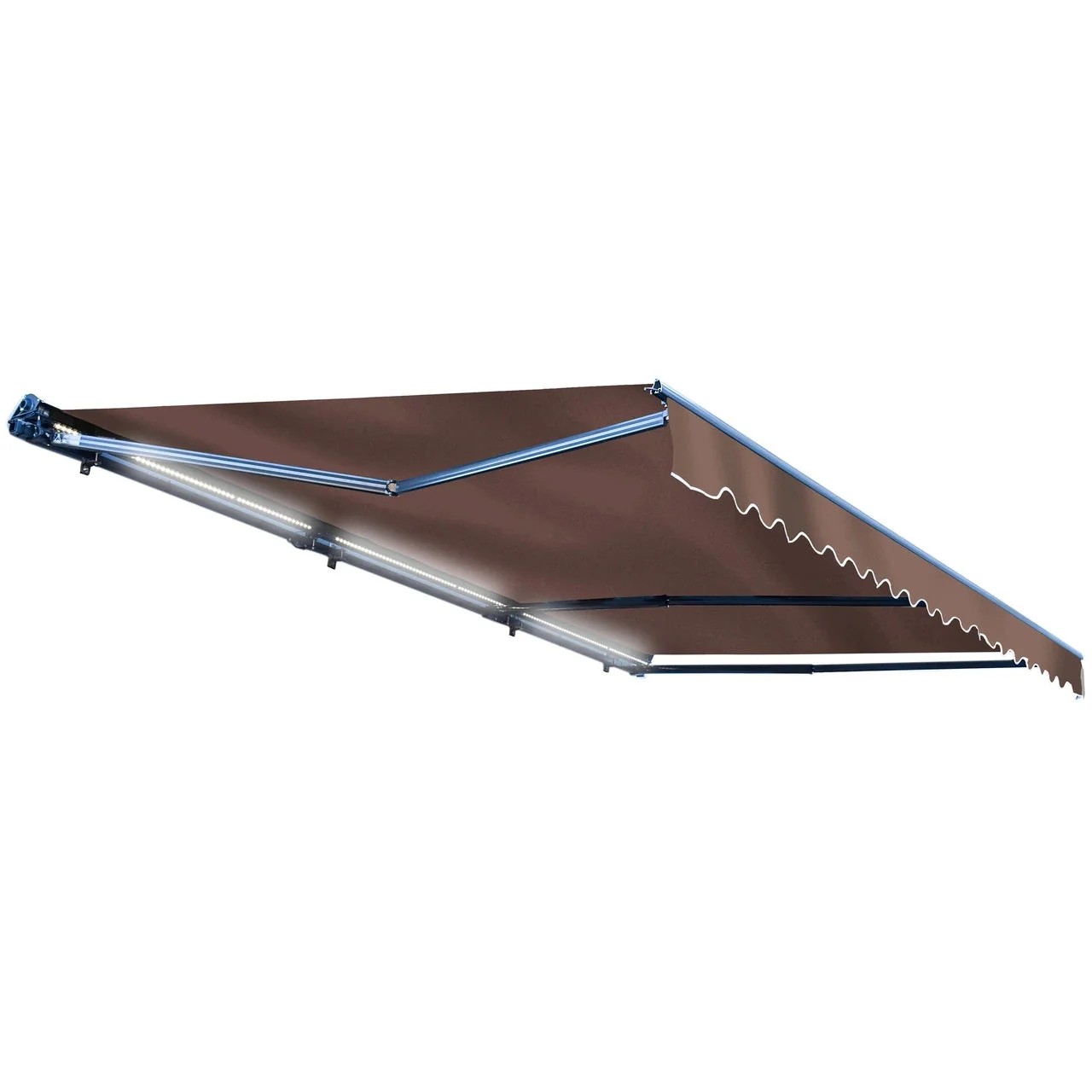 Aleko Half Cassette Motorized Retractable LED Luxury Patio Awning - 16 x 10 Feet - Brown - Image 2