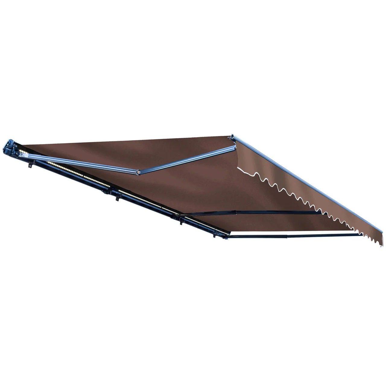 Aleko Half Cassette Motorized Retractable LED Luxury Patio Awning - 16 x 10 Feet - Brown - Image 3