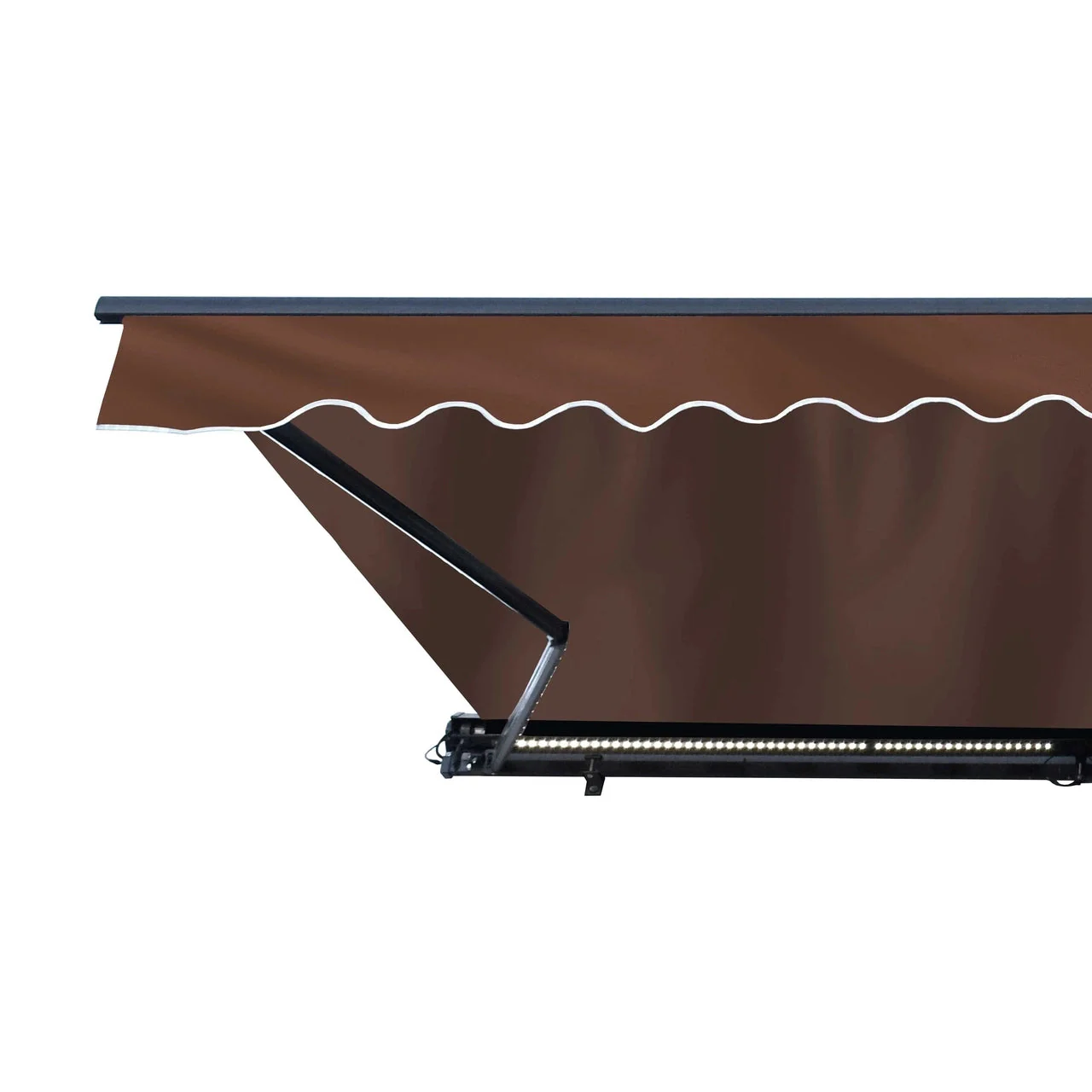 Aleko Half Cassette Motorized Retractable LED Luxury Patio Awning - 16 x 10 Feet - Brown - Image 4