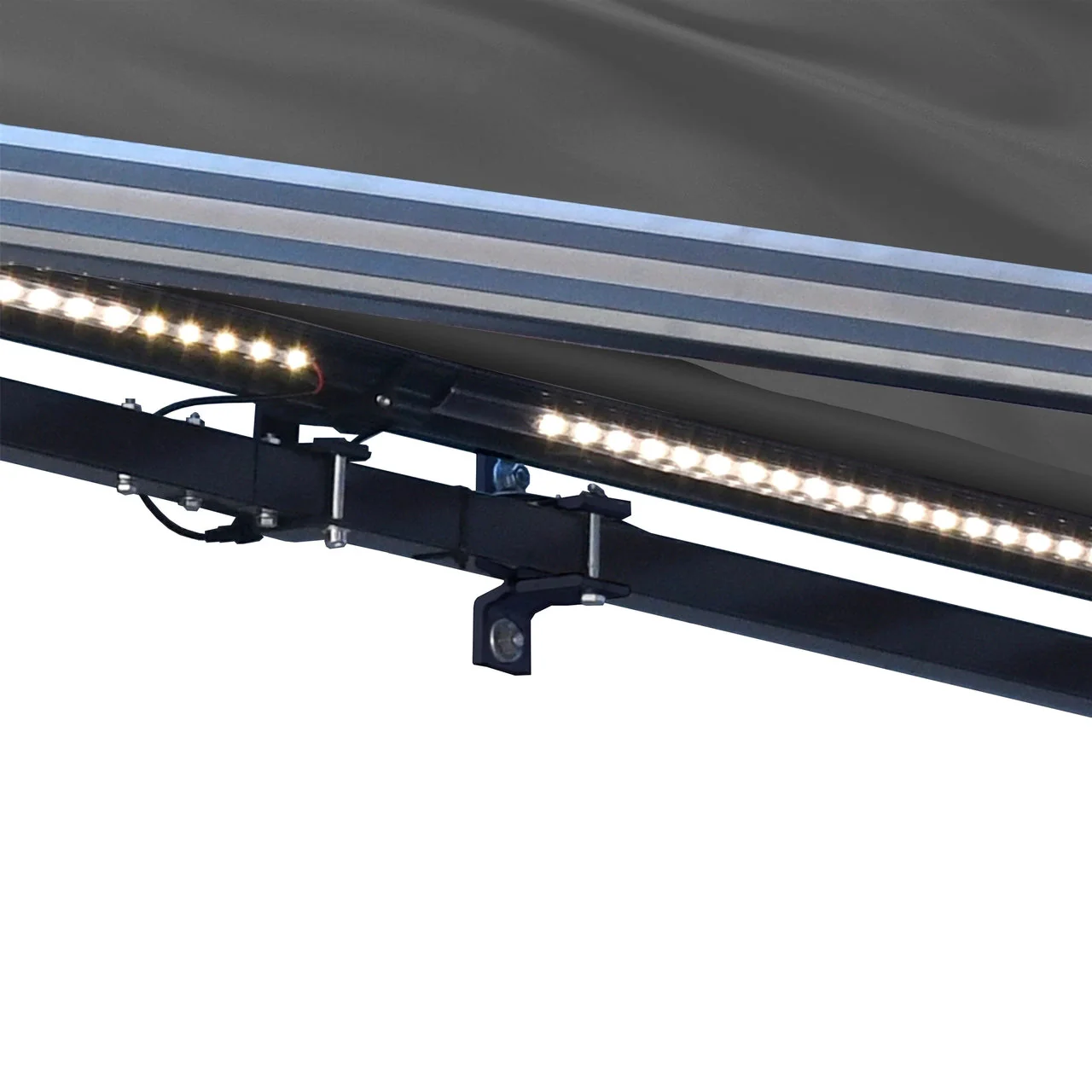 Aleko Half Cassette Motorized Retractable LED Luxury Patio Awning - 16 x 10 Feet - Gray - Image 5