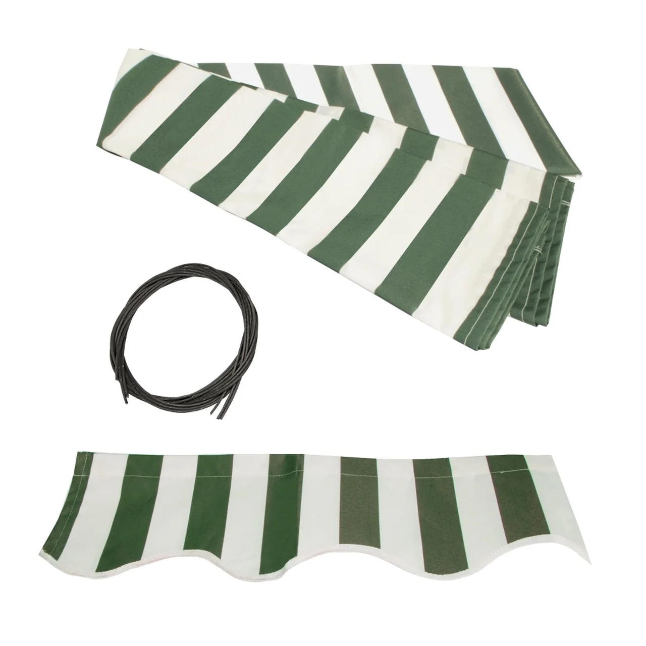 Aleko Half Cassette Motorized Retractable LED Luxury Patio Awning - 16 x 10 Feet - Green and White Stripes - Image 4