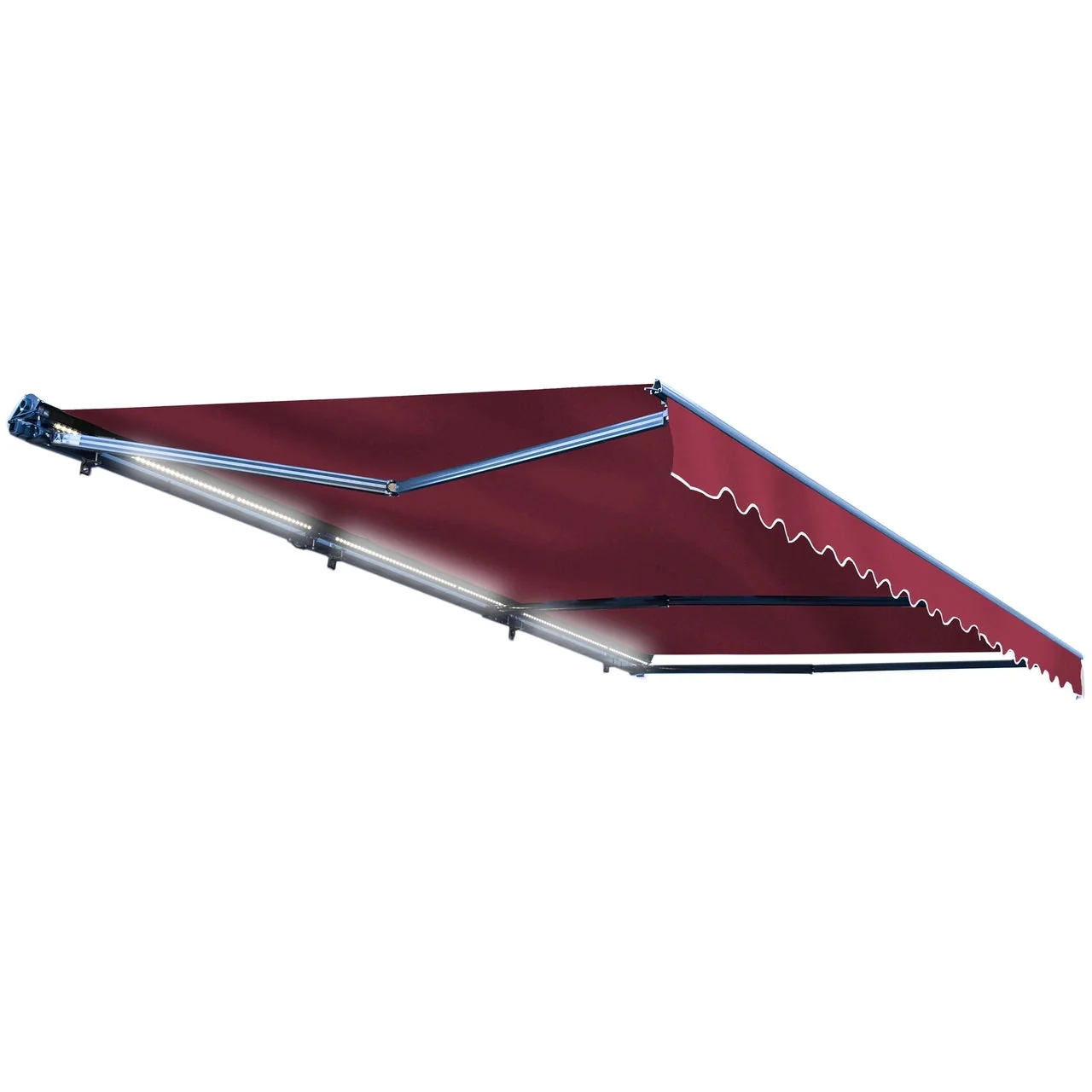 Aleko Half Cassette Motorized Retractable LED Luxury Patio Awning - 20 x 10 Feet - Burgundy - Image 2