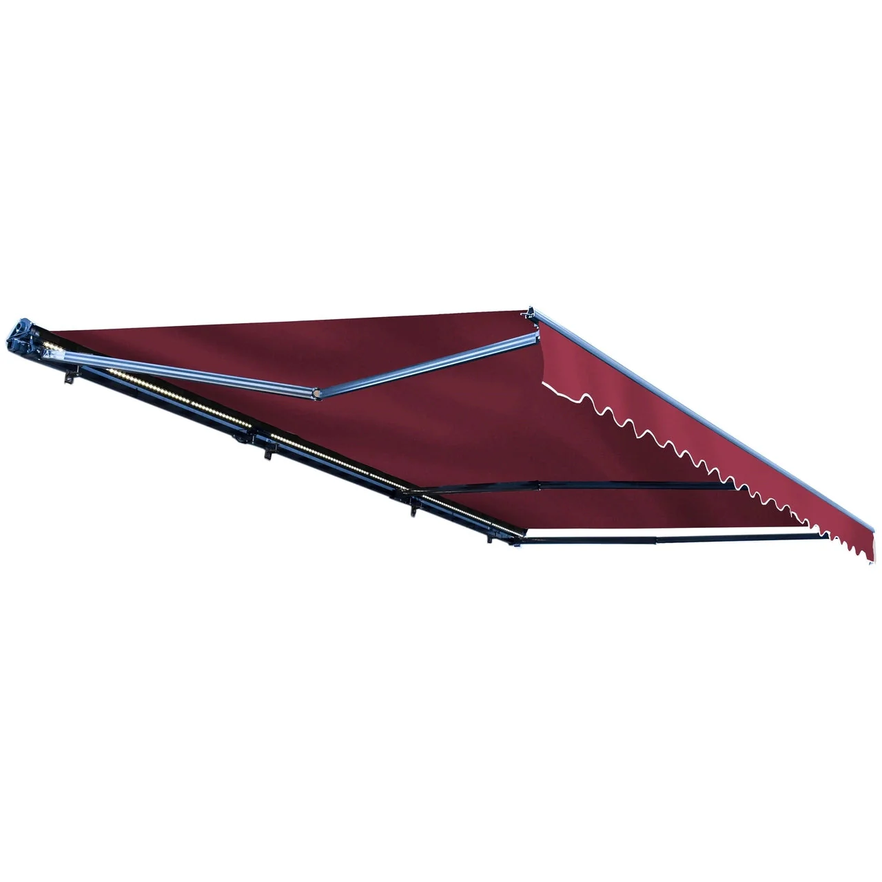 Aleko Half Cassette Motorized Retractable LED Luxury Patio Awning - 20 x 10 Feet - Burgundy - Image 3