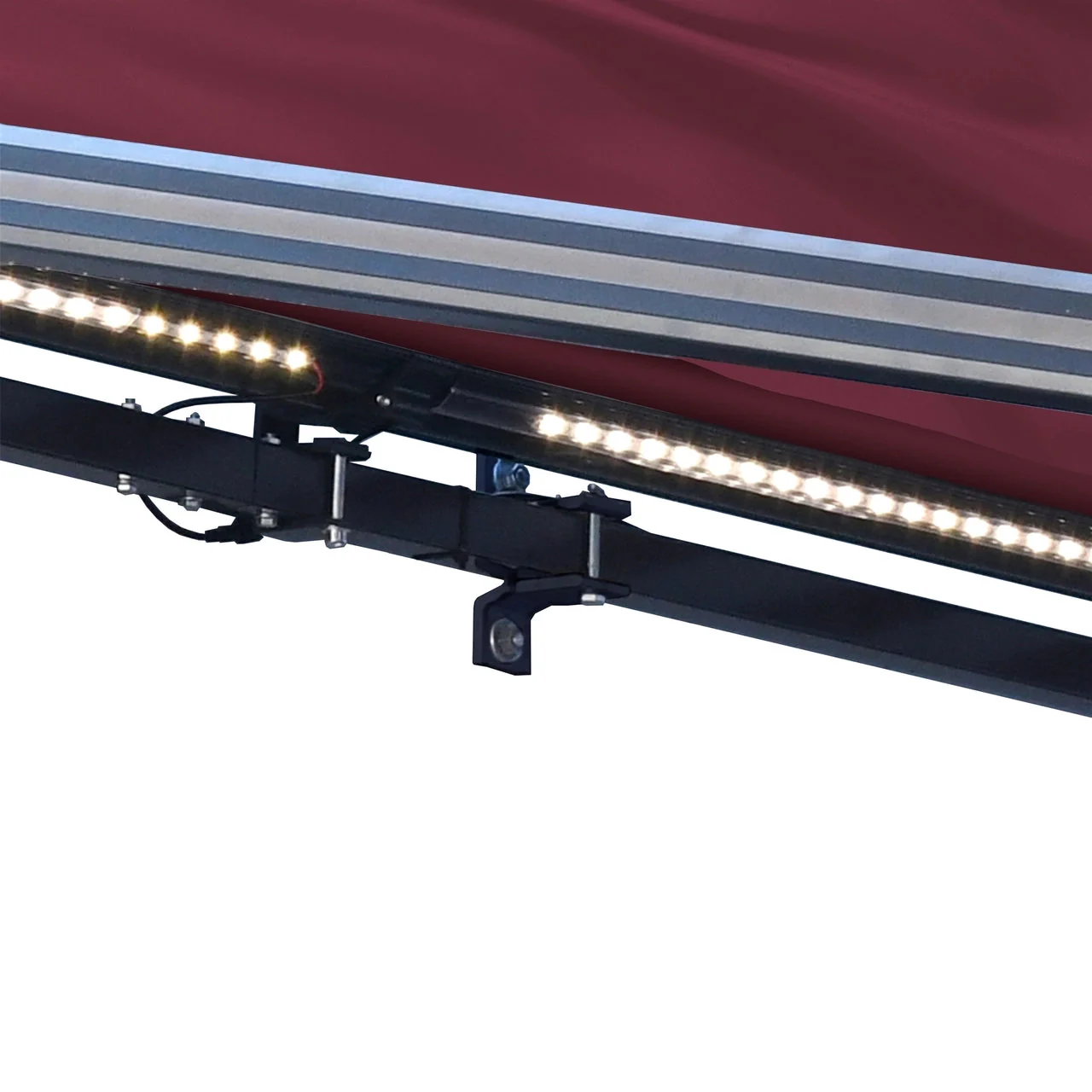 Aleko Half Cassette Motorized Retractable LED Luxury Patio Awning - 20 x 10 Feet - Burgundy - Image 5