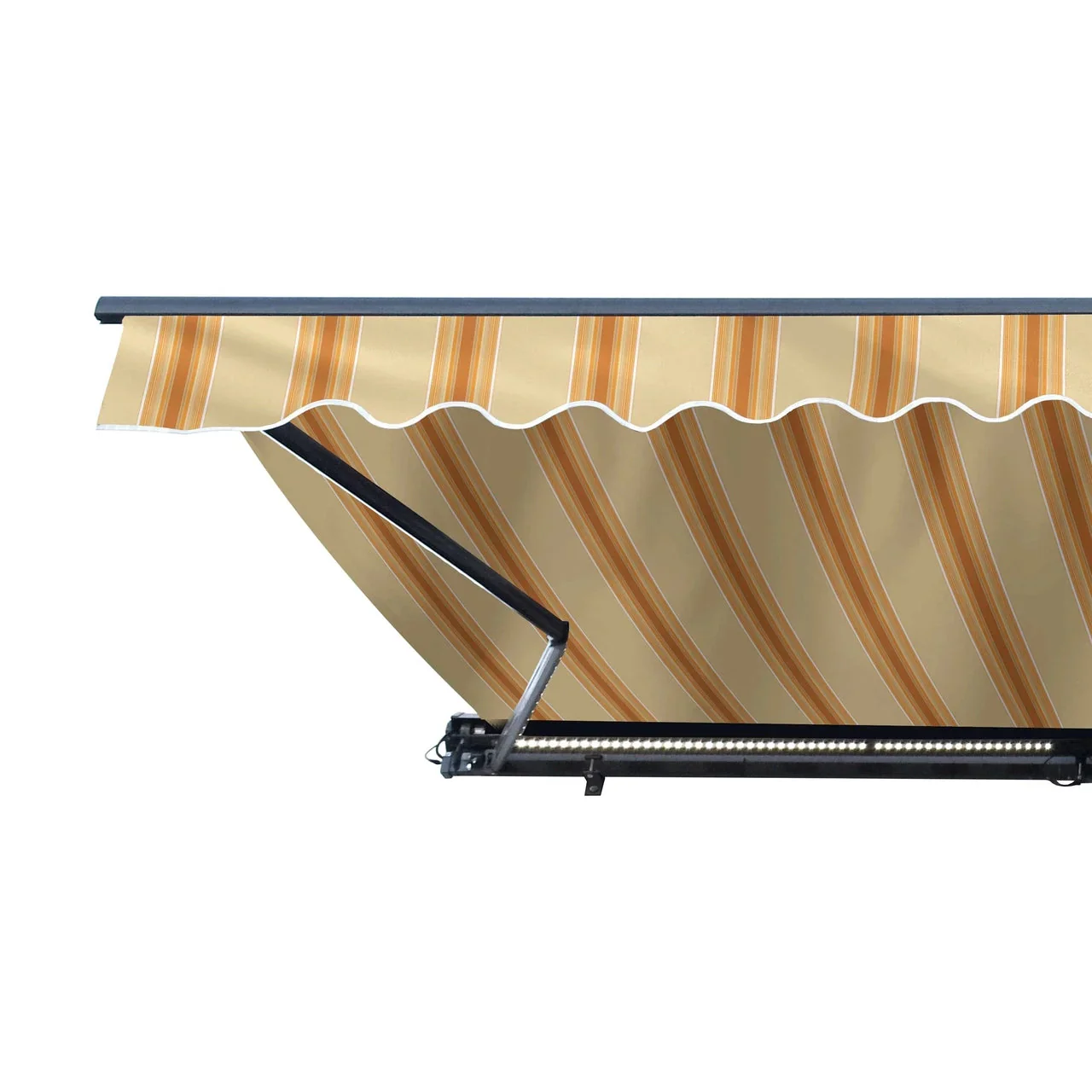 Aleko Half Cassette Motorized Retractable LED Luxury Patio Awning - 20 x 10 Feet - Multi-Striped Yellow - Image 4