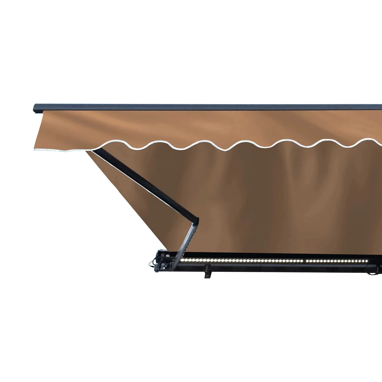 Aleko Half Cassette Motorized Retractable LED Luxury Patio Awning - 20 x 10 Feet - Sand - Image 4