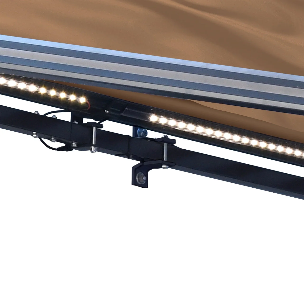 Aleko Half Cassette Motorized Retractable LED Luxury Patio Awning - 20 x 10 Feet - Sand - Image 5