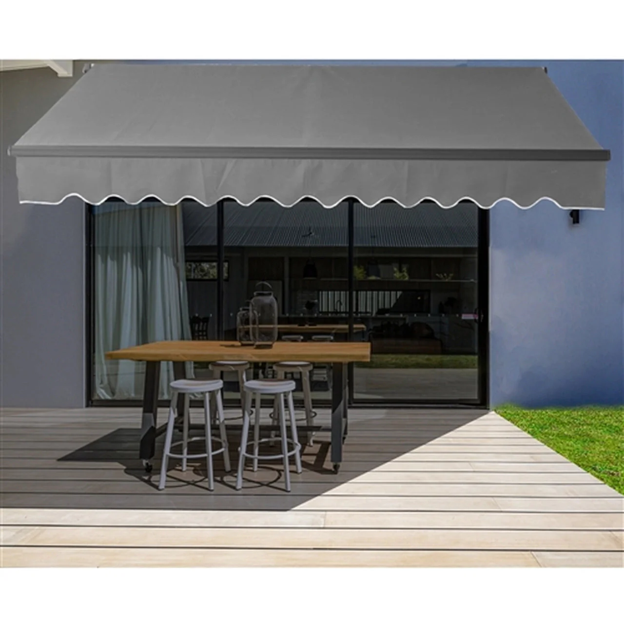 Aleko Motorized Retractable Black Frame Patio Awning 10 x 8 Feet - Gray - Image 11