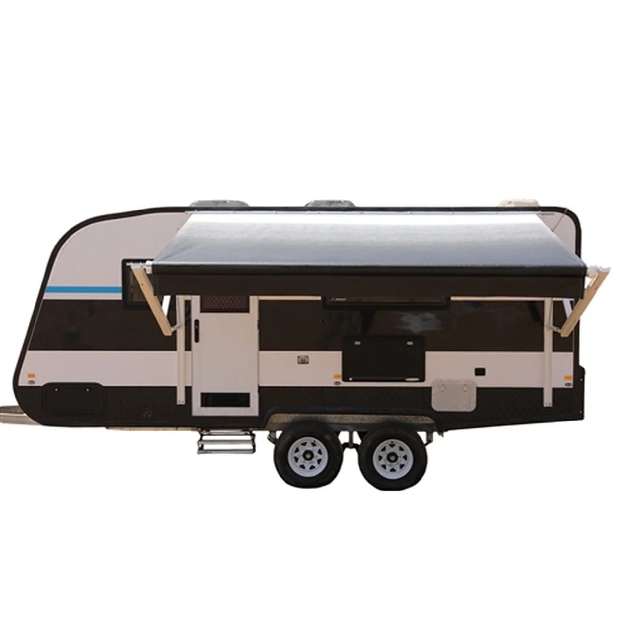 Aleko Motorized Retractable RV Awning - 10 x 8 Feet - White/Black Fade