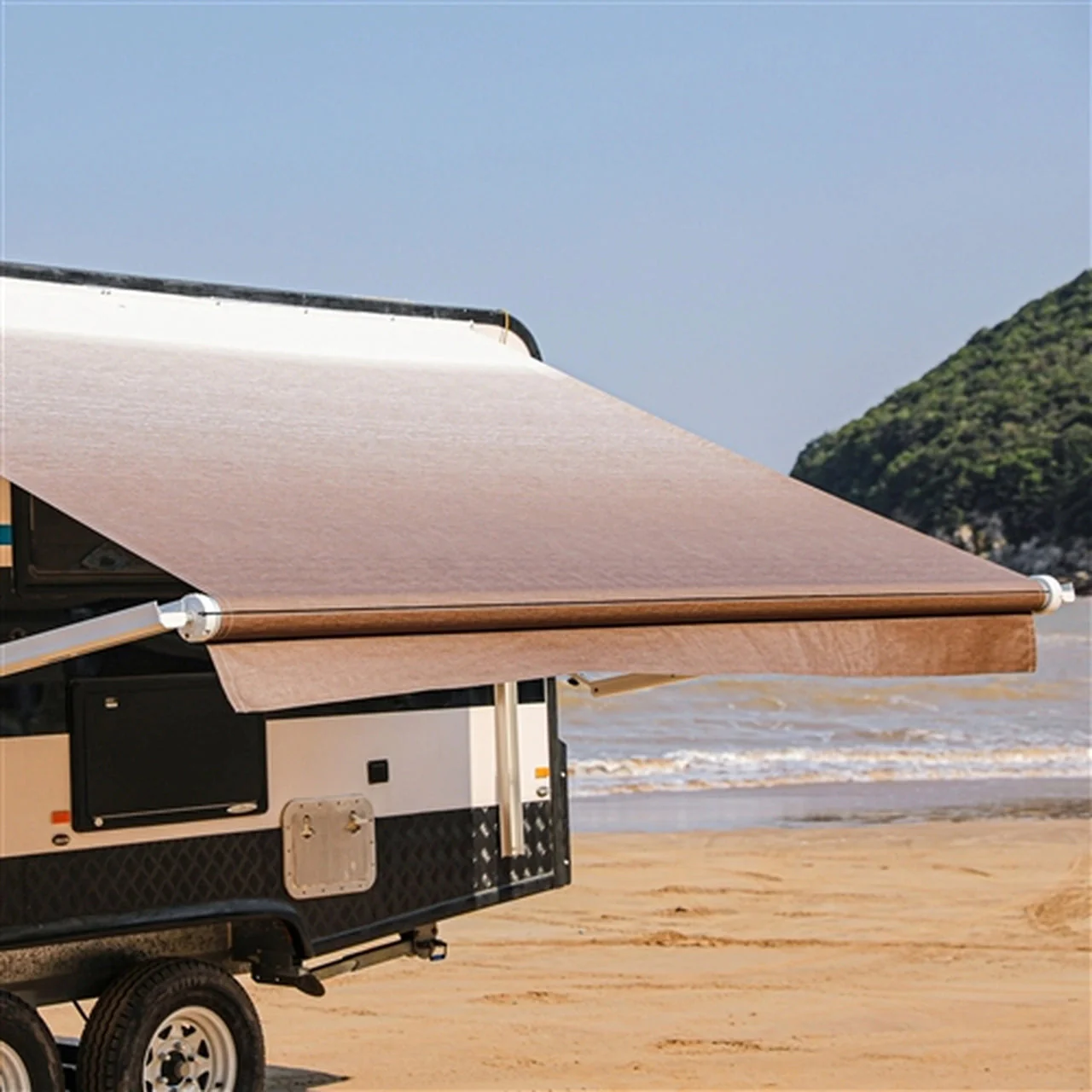 Aleko Motorized Retractable RV Awning - 15 x 8 Feet - Brown Fade - Image 3