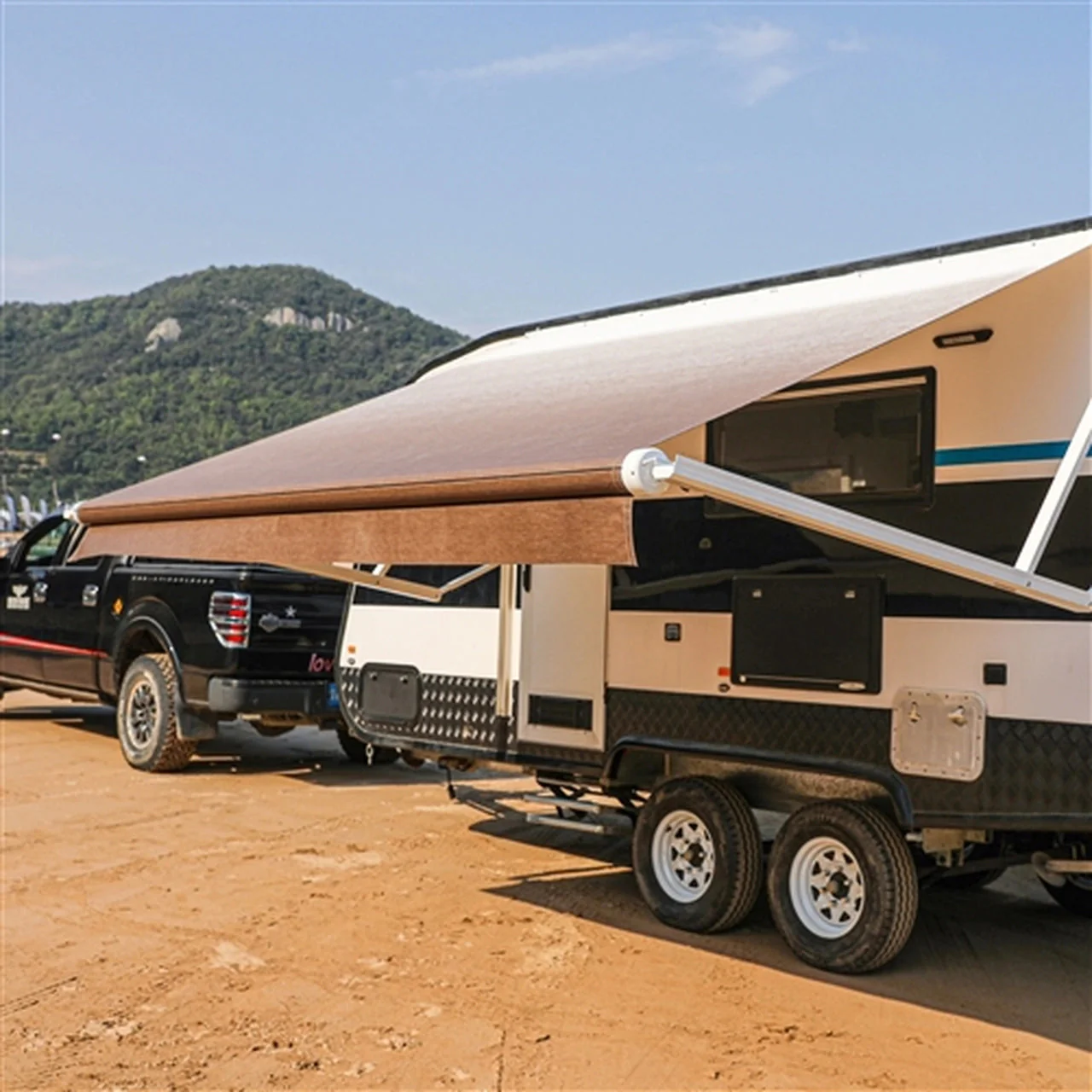 Aleko Motorized Retractable RV Awning - 15 x 8 Feet - Brown Fade - Image 4