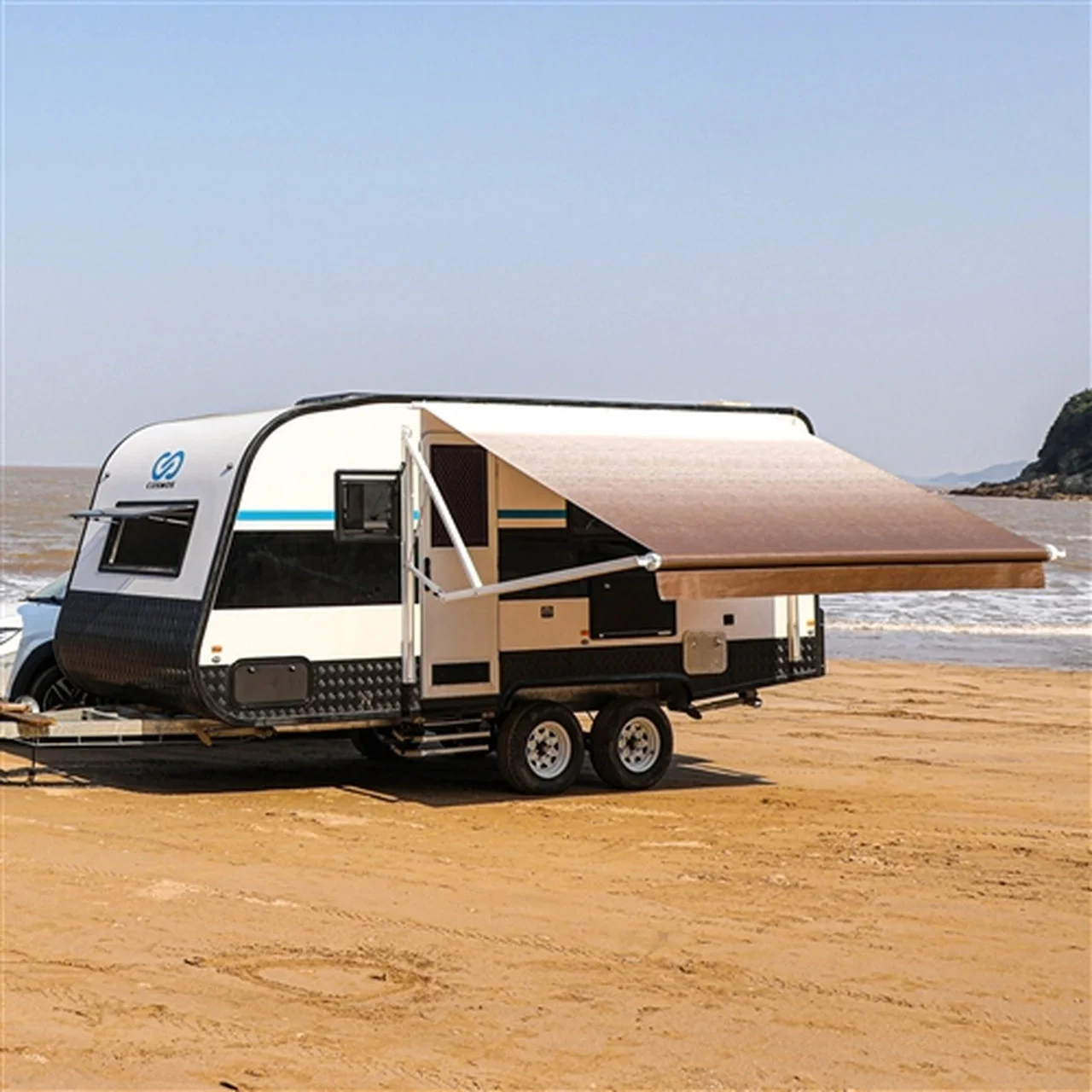 Aleko Motorized Retractable RV Awning - 15 x 8 Feet - Brown Fade - Image 6