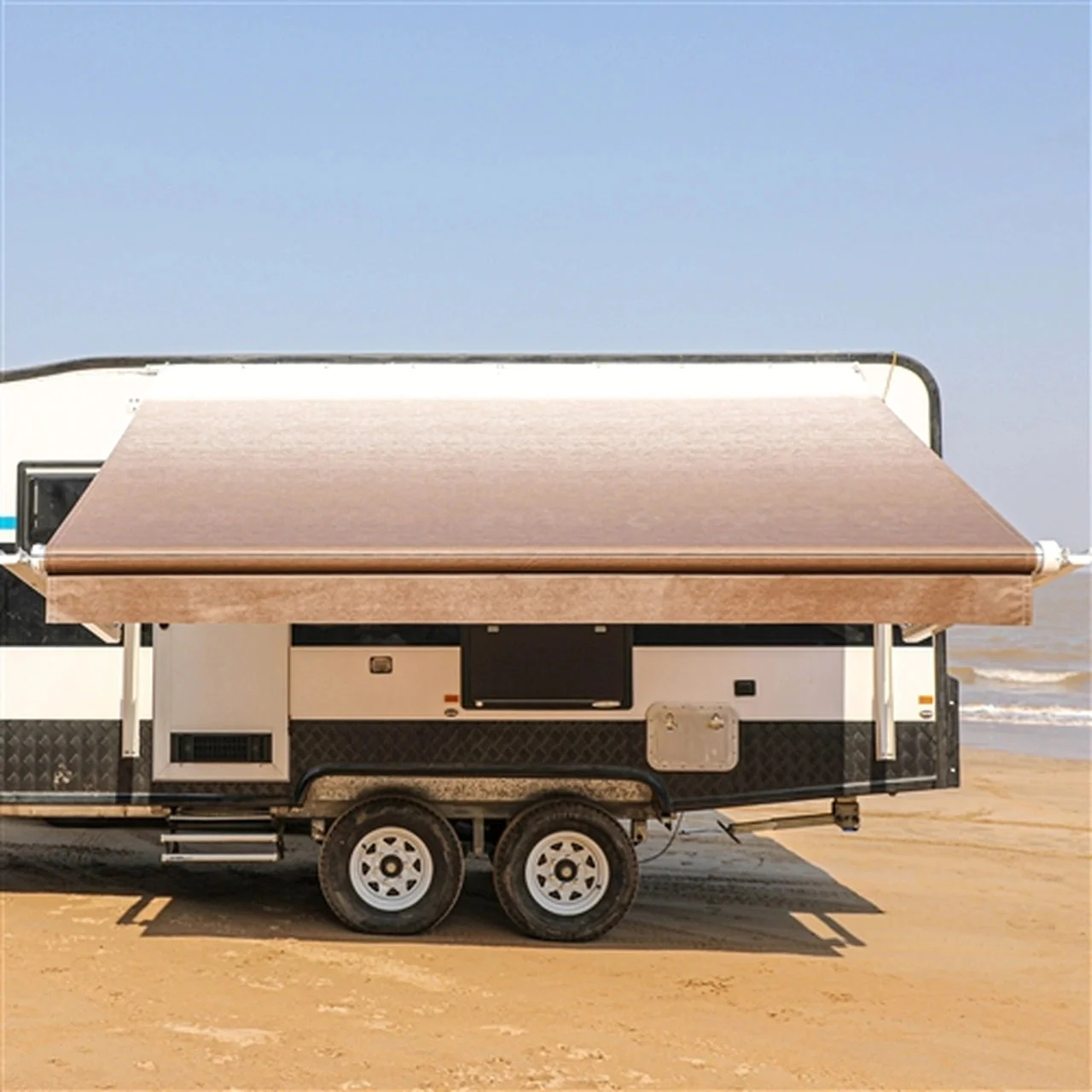 Aleko Motorized Retractable RV Awning - 16 x 8 Feet - Brown Fade - Image 2