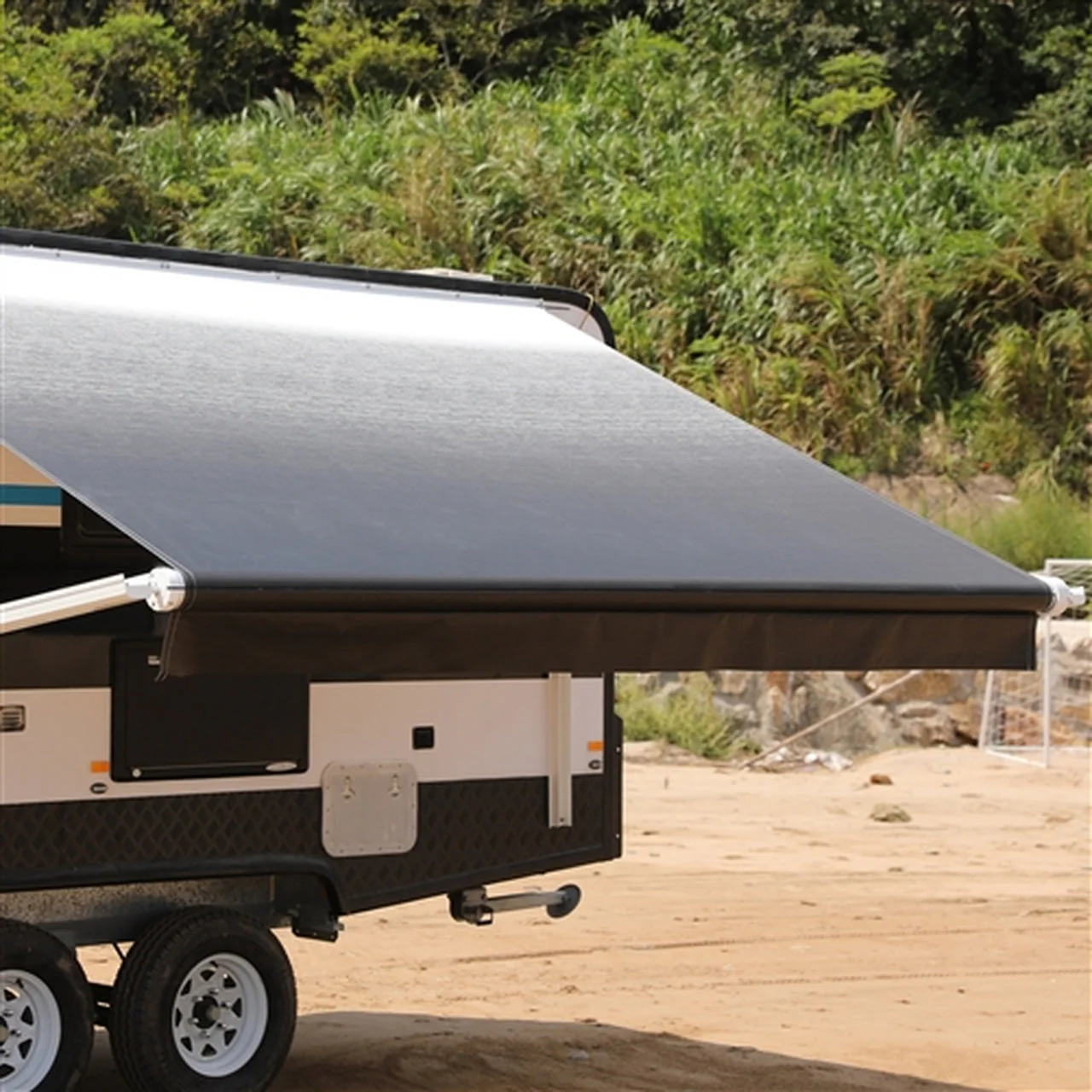 Aleko Motorized Retractable RV Awning - 16 x 8 Feet - White/Black Fade - Image 4