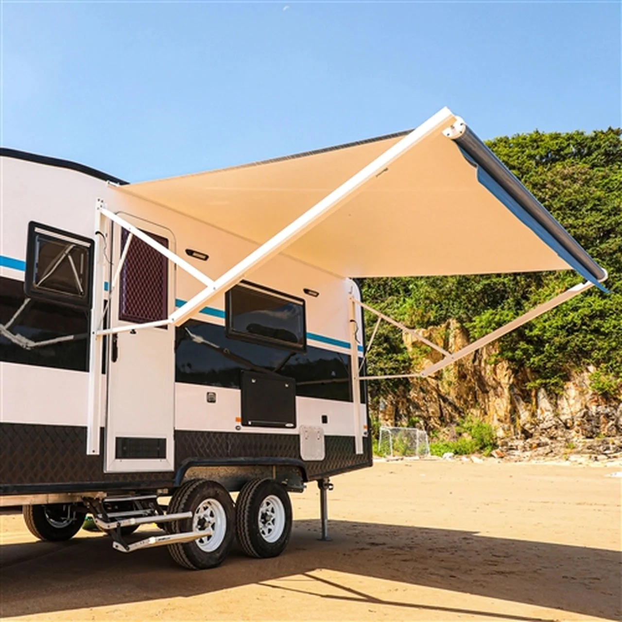 Aleko Motorized Retractable RV Awning - 21 x 8 Feet - Blue Fade - Image 4