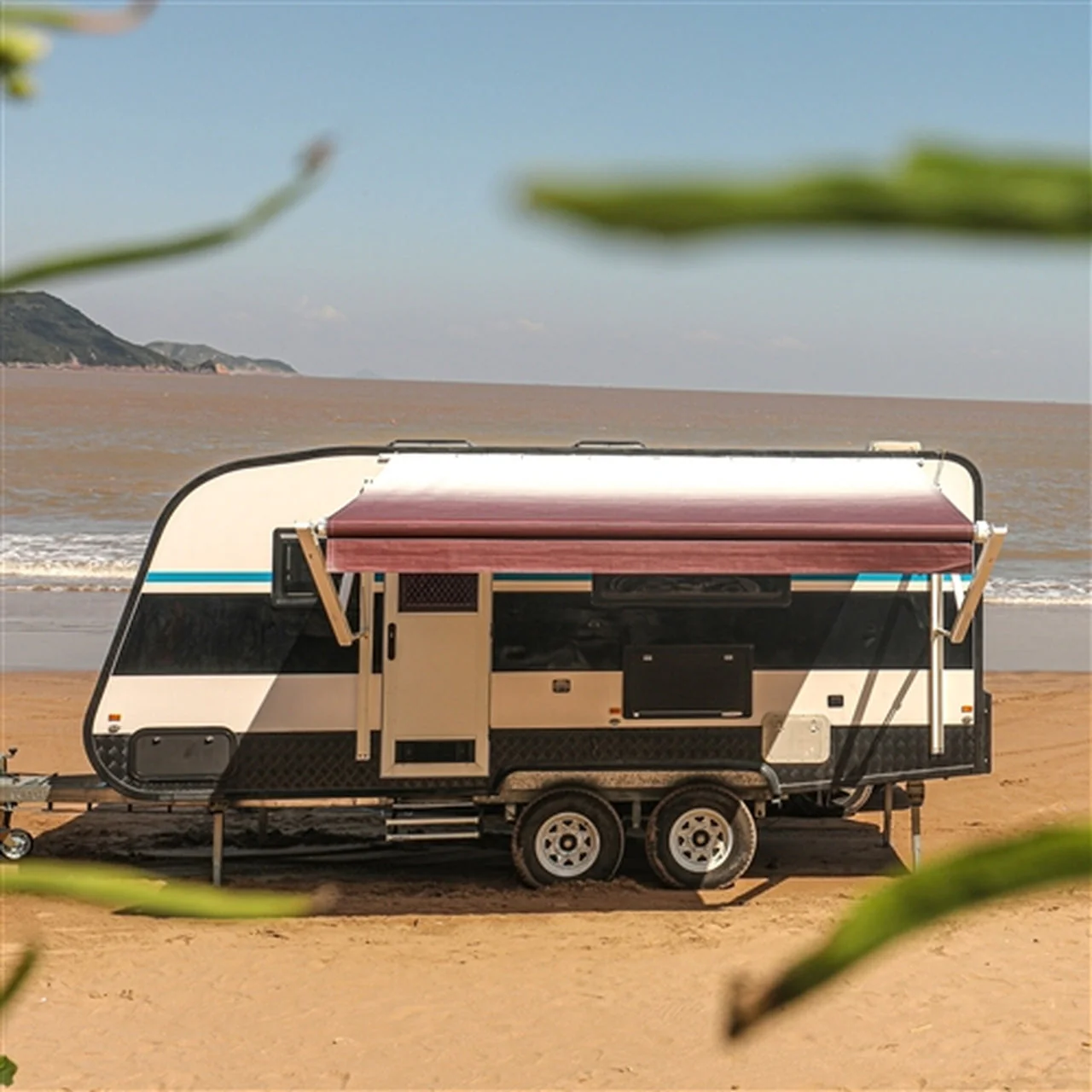 Aleko Motorized Retractable RV Awning - 8 x 8 Feet - Burgundy Fade - Image 5