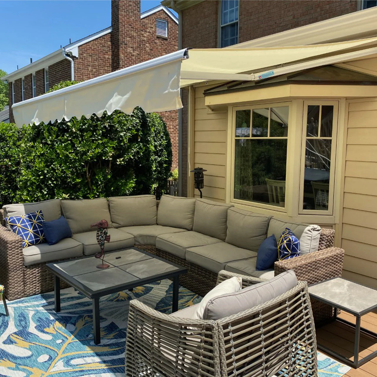 Aleko Motorized Retractable White Frame Patio Awning - 13 x 10 Feet - Ivory - Image 11
