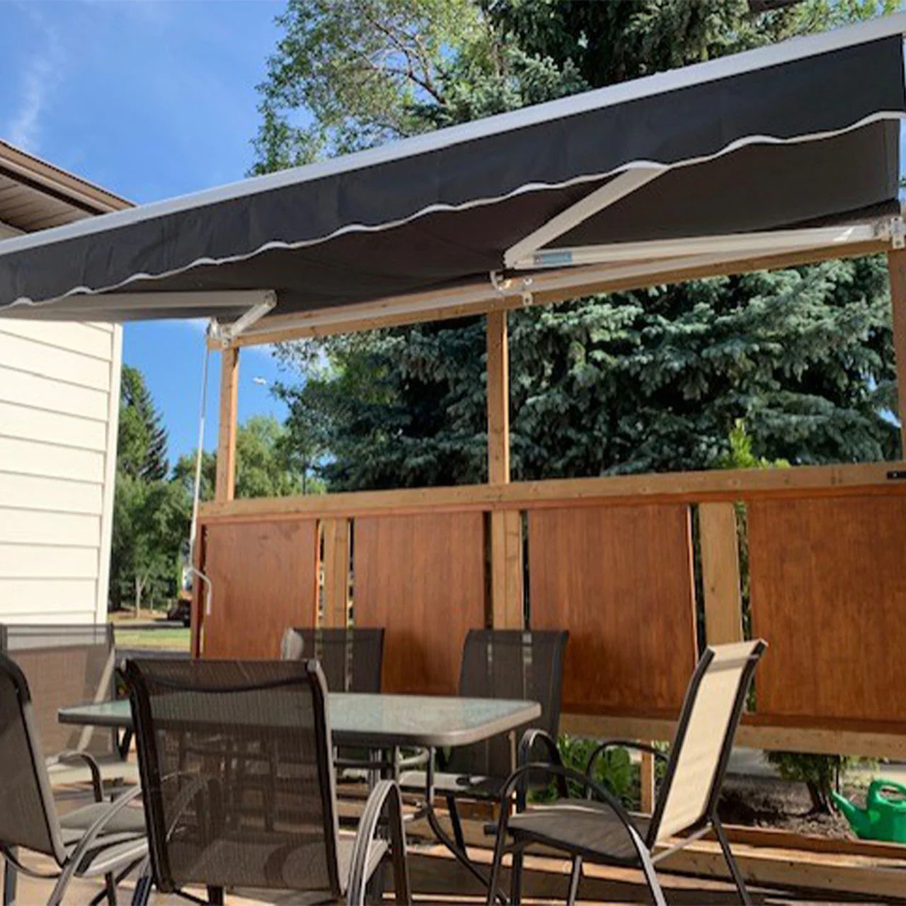 Aleko Motorized Retractable White Frame Patio Awning - 16 x 10 Feet - Black - Image 7