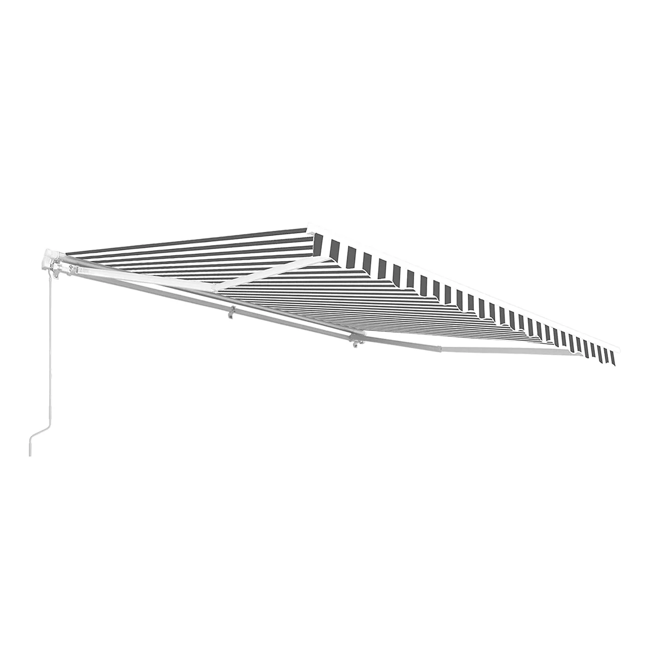 Aleko Motorized Retractable White Frame Patio Awning - 16 x 10 Feet - Gray and White Striped - Image 3